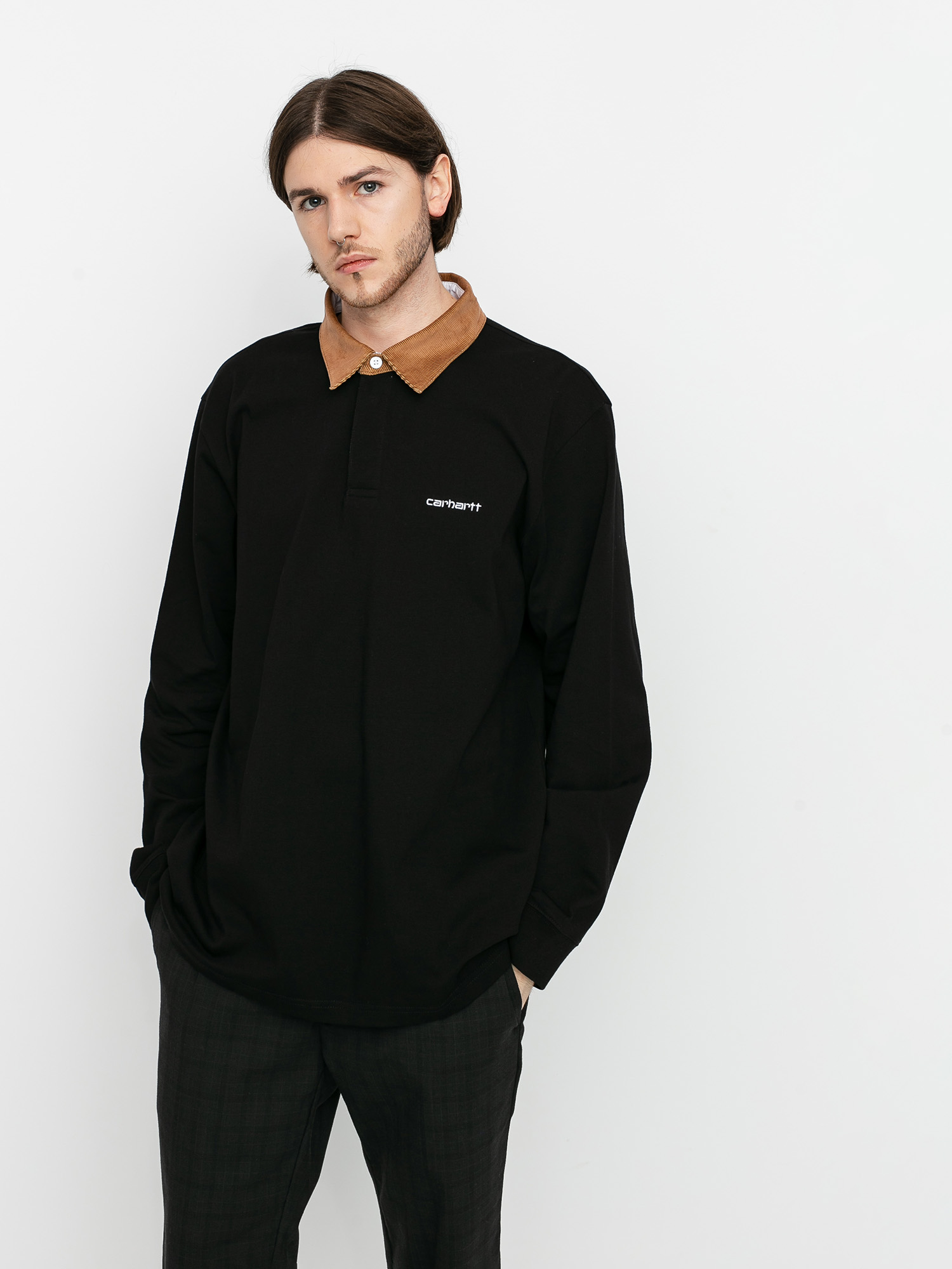 Koszula Carhartt WIP Cord Rugby (black/hamilton brown/white)