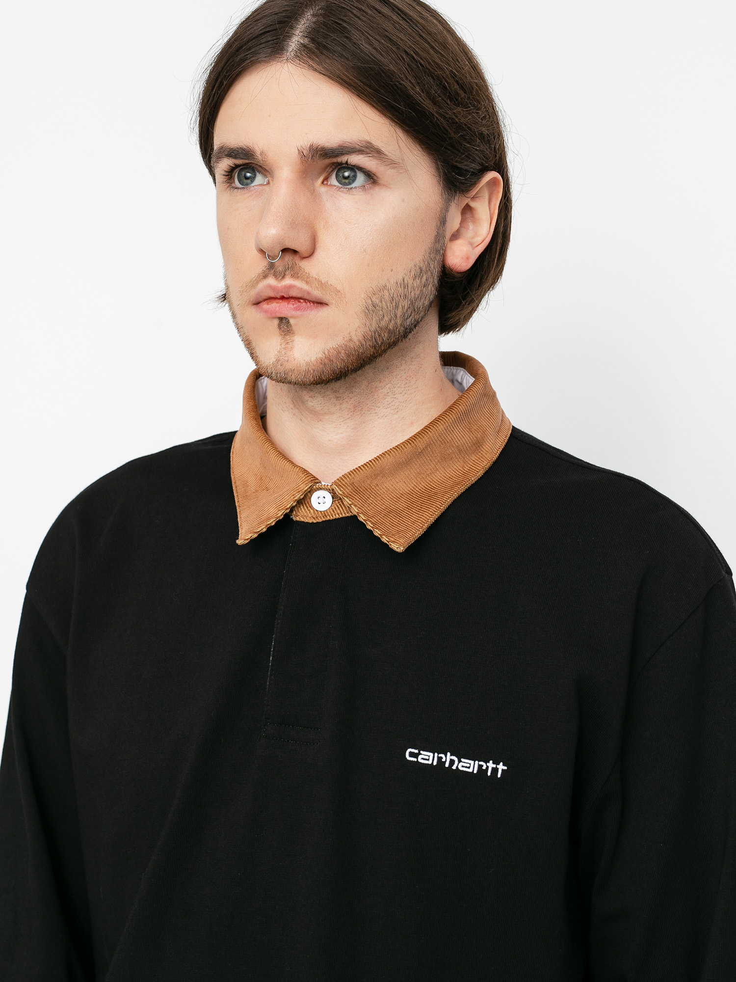 Koszula Carhartt WIP Cord Rugby (black/hamilton brown/white)