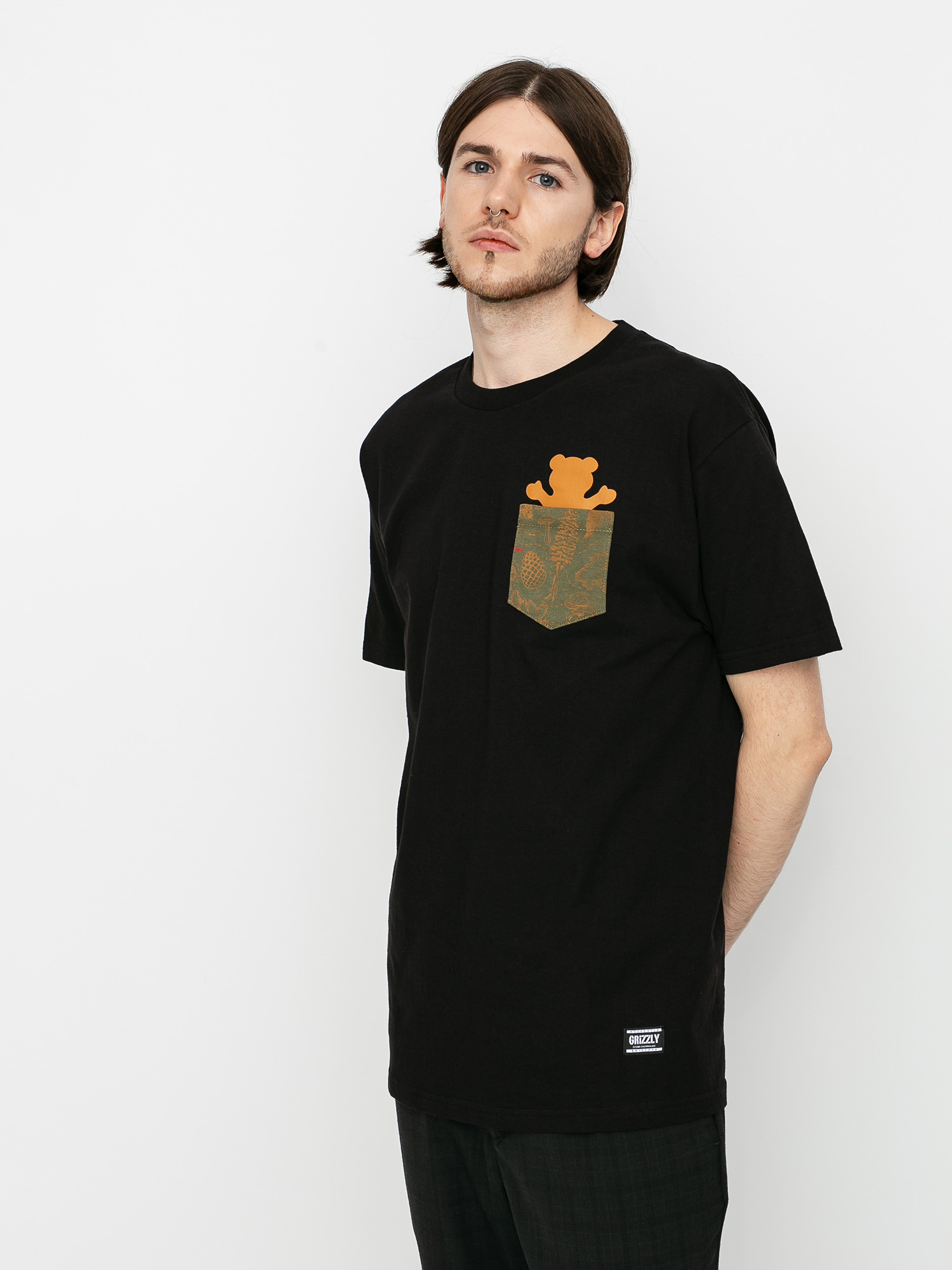 T-shirt Grizzly Griptape Foliage Pocket Bear (black)