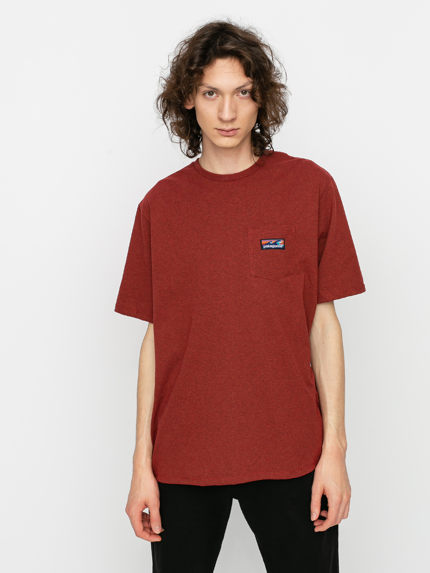 T-shirt Patagonia Boardshort Label Pocket Responsibili (barn red)