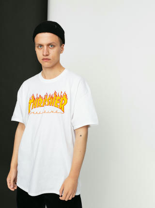 T-shirt Thrasher Flame Logo (white)