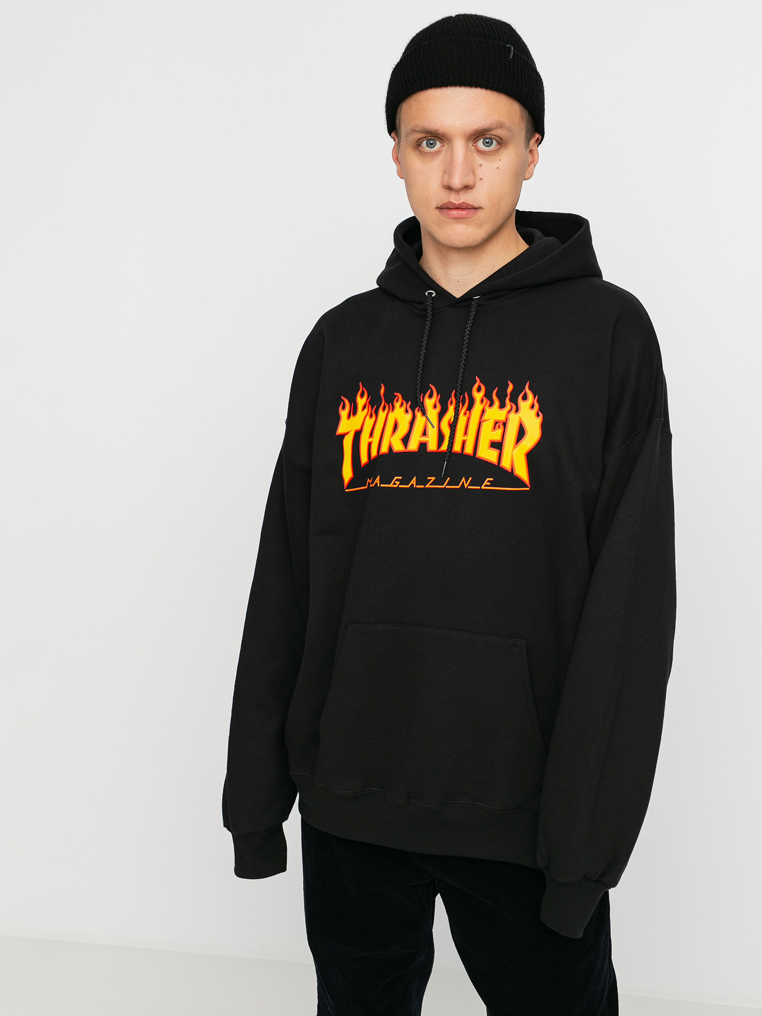 Bluza z kapturem Thrasher Flame HD - czarny (black)
