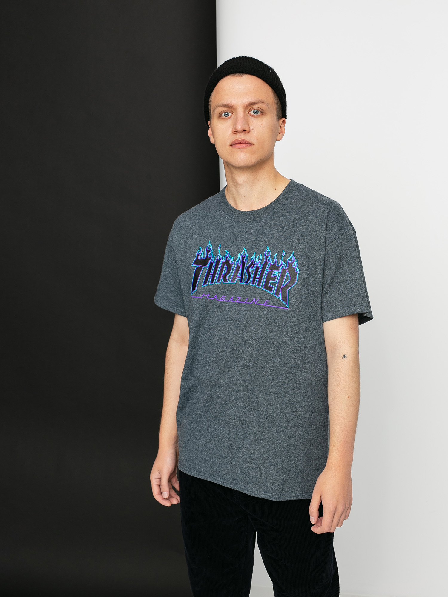 T-shirt Thrasher Flame Logo (dark heather)