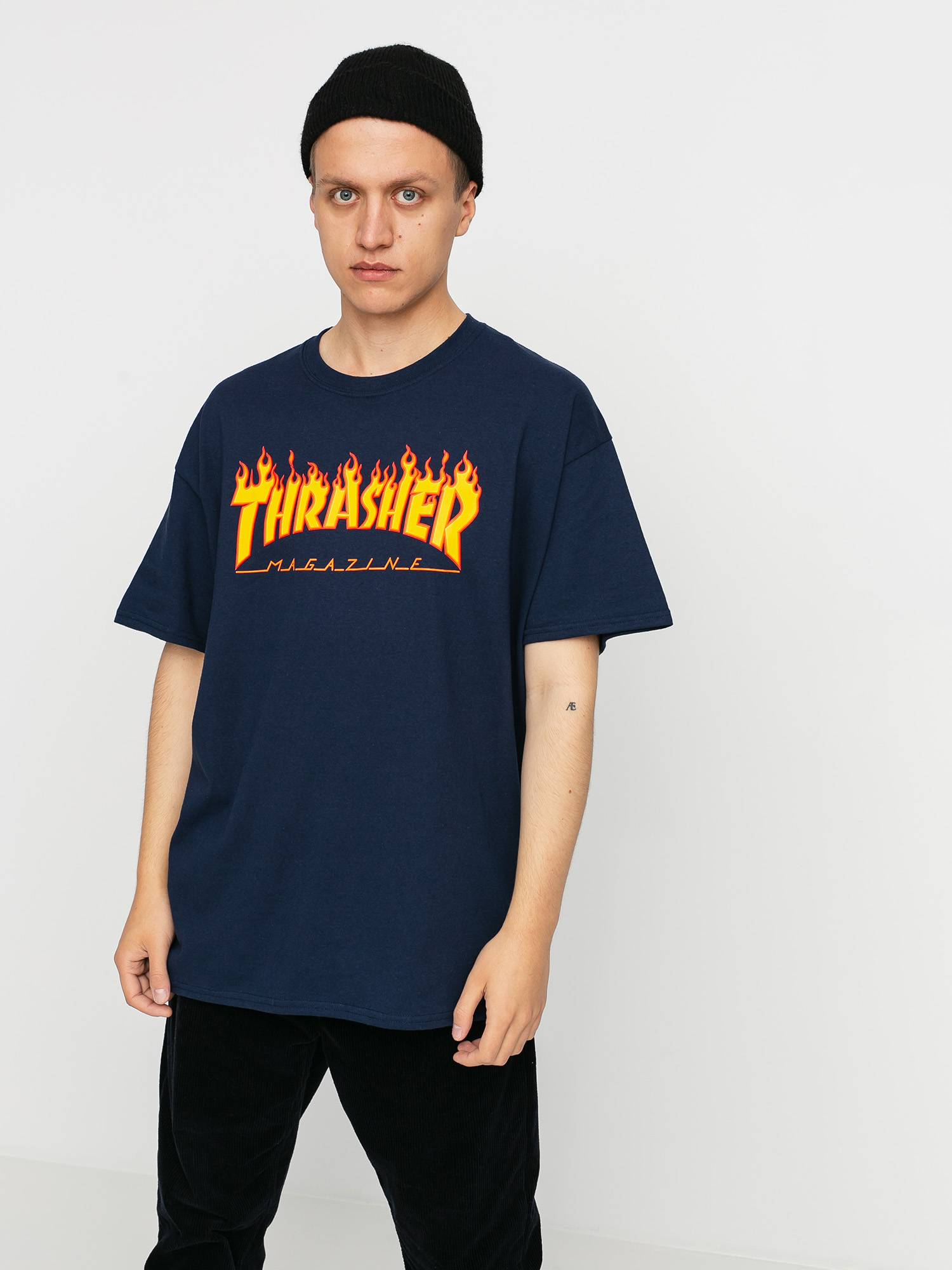 T-shirt Thrasher Flame Logo (navy/blue)