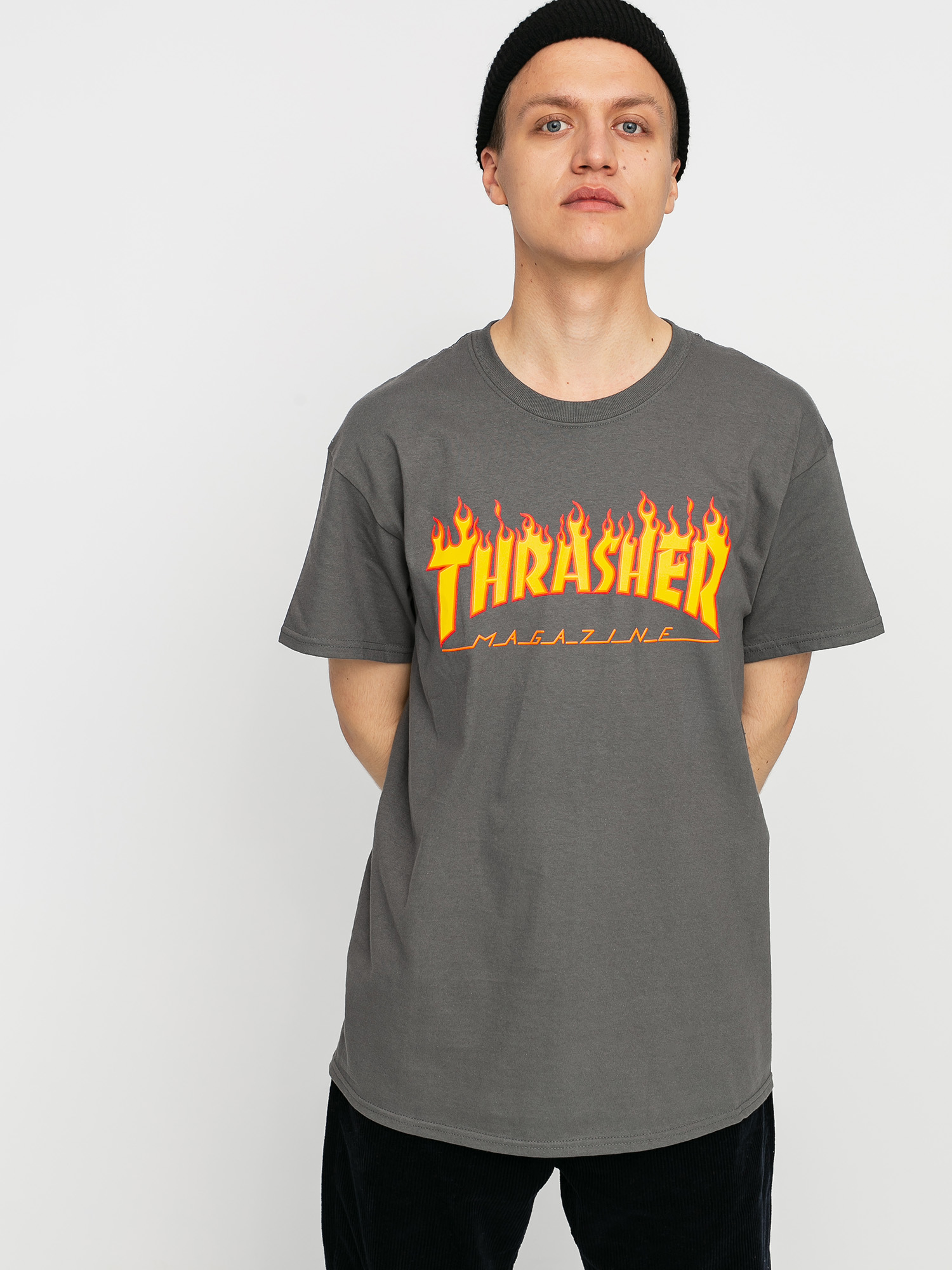 T-shirt Thrasher Flame Logo (charcoal grey)