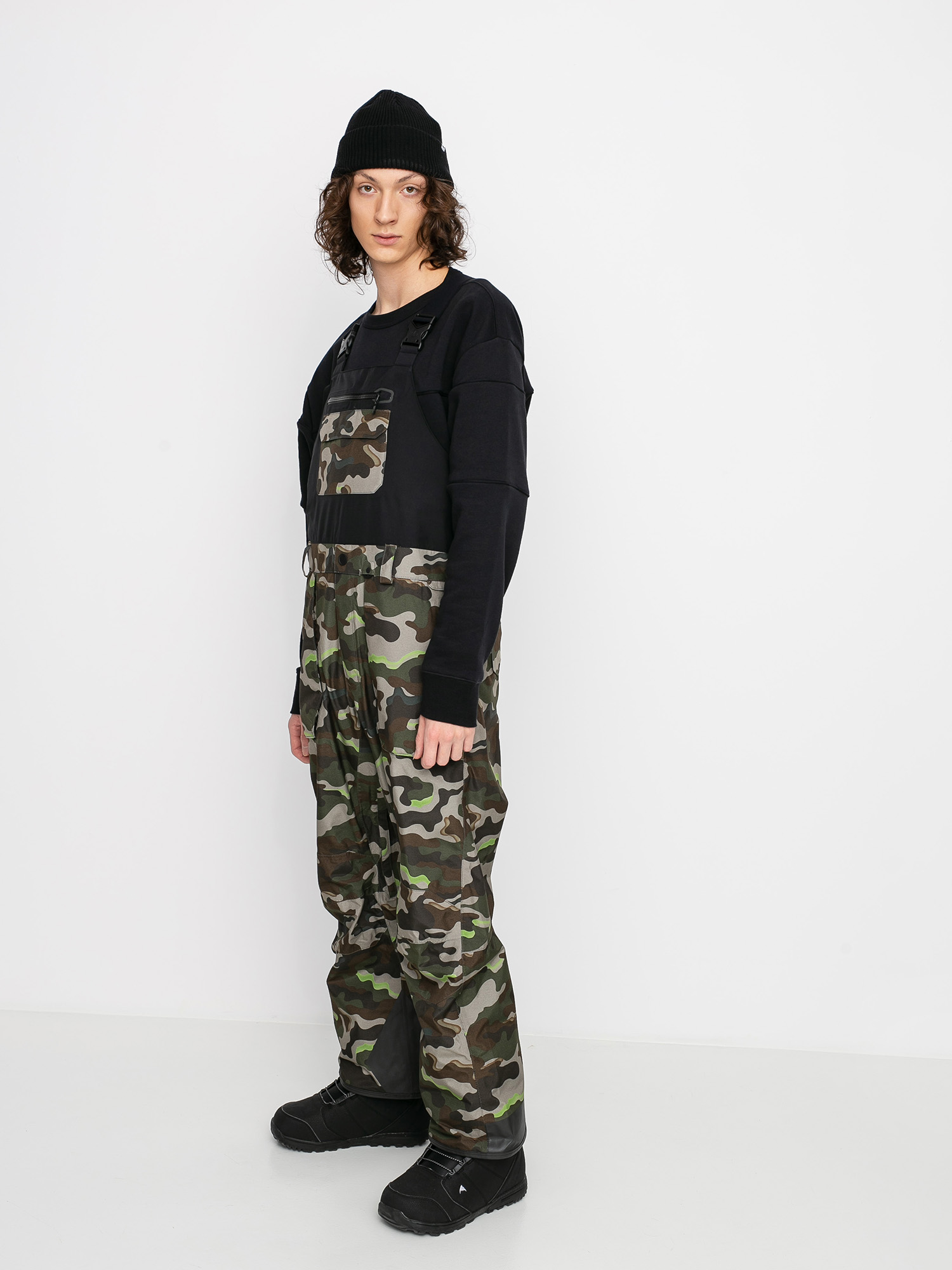 Męskie Spodnie snowboardowe Volcom Rain Gore Bib Overall (army)