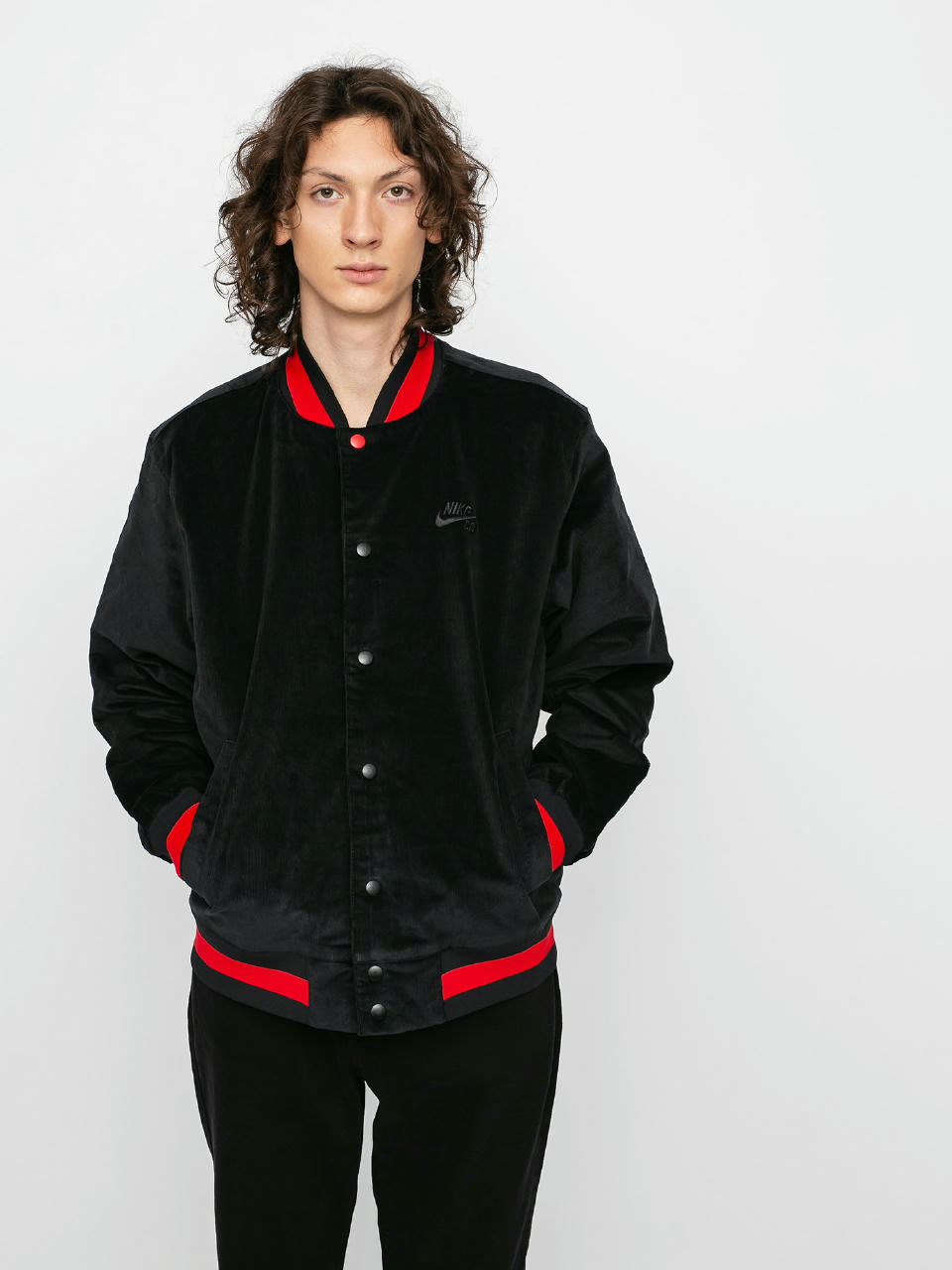 Kurtka Nike SB Corduroy Bomber (black/black/university red/black)