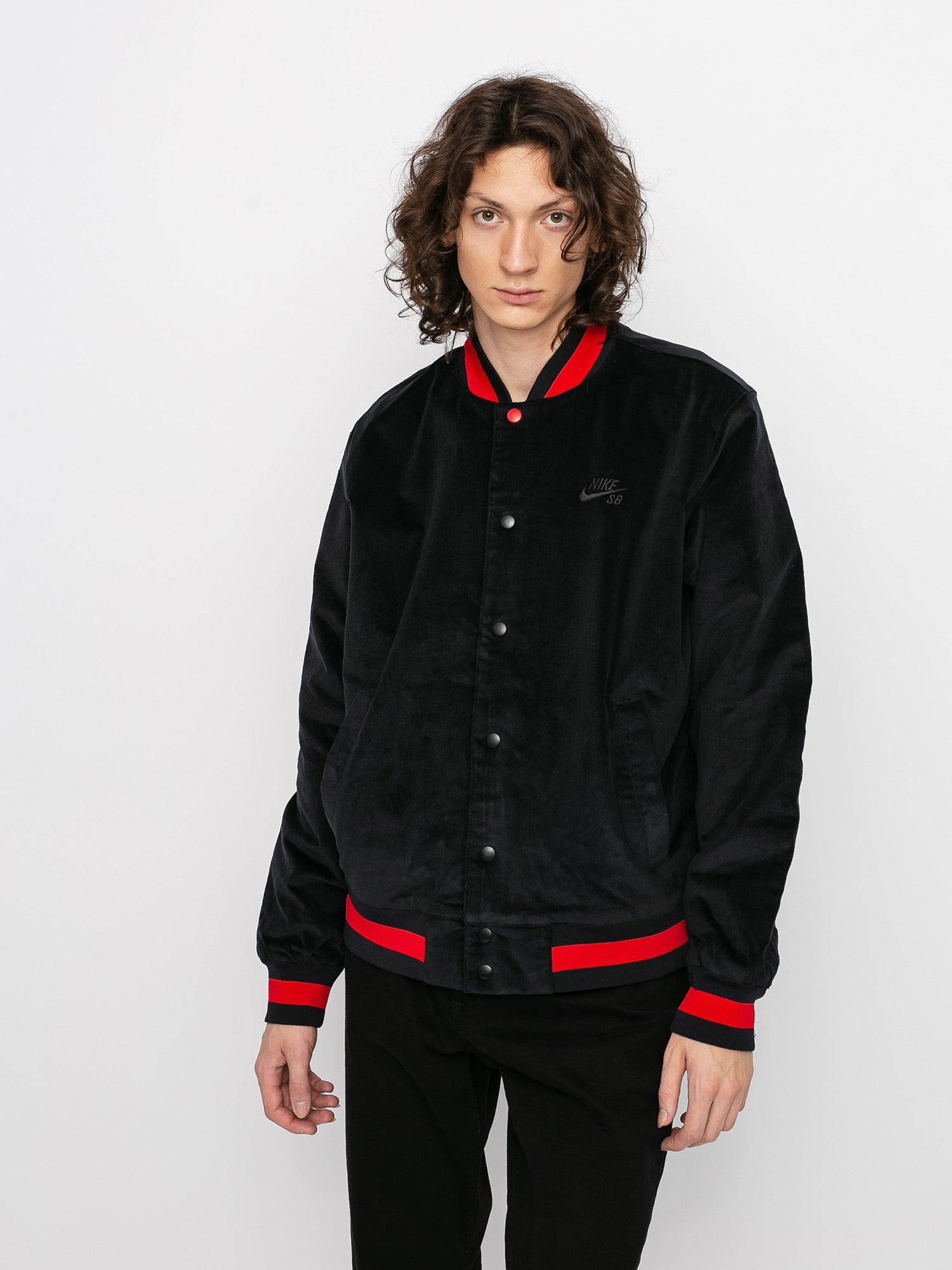Kurtka Nike SB Corduroy Bomber (black/black/university red/black)