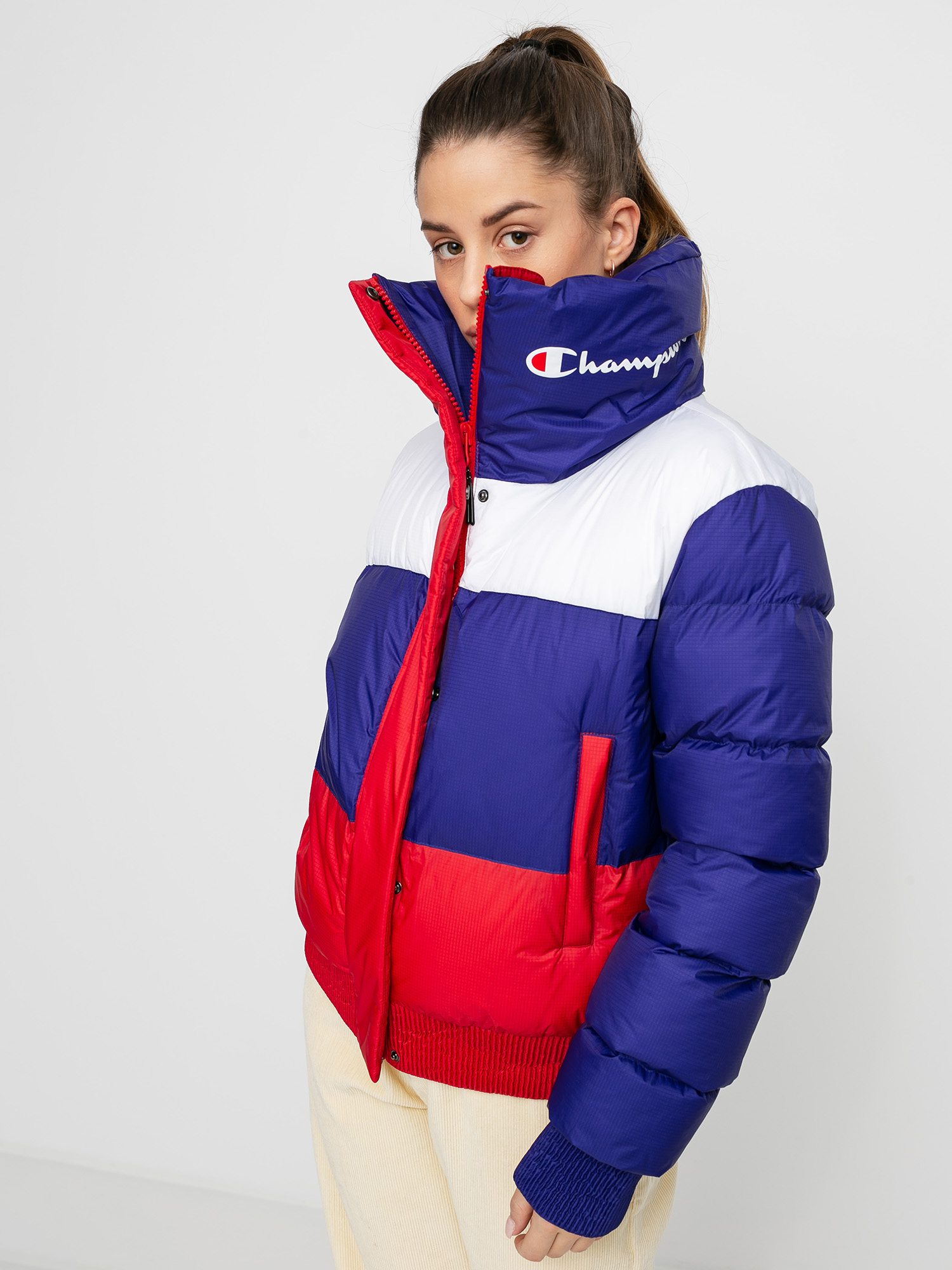 Kurtka Champion Jacket 113447 Wmn (scbl/wht/ryr)