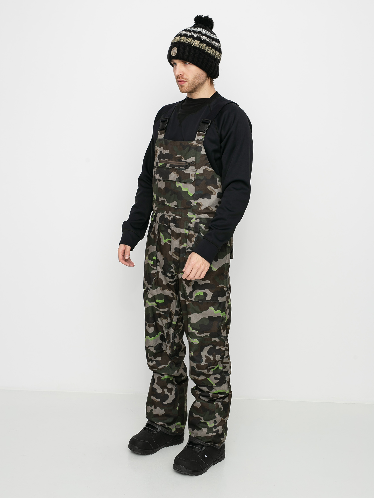 Męskie Spodnie snowboardowe Volcom Roan Bib Overall (army)