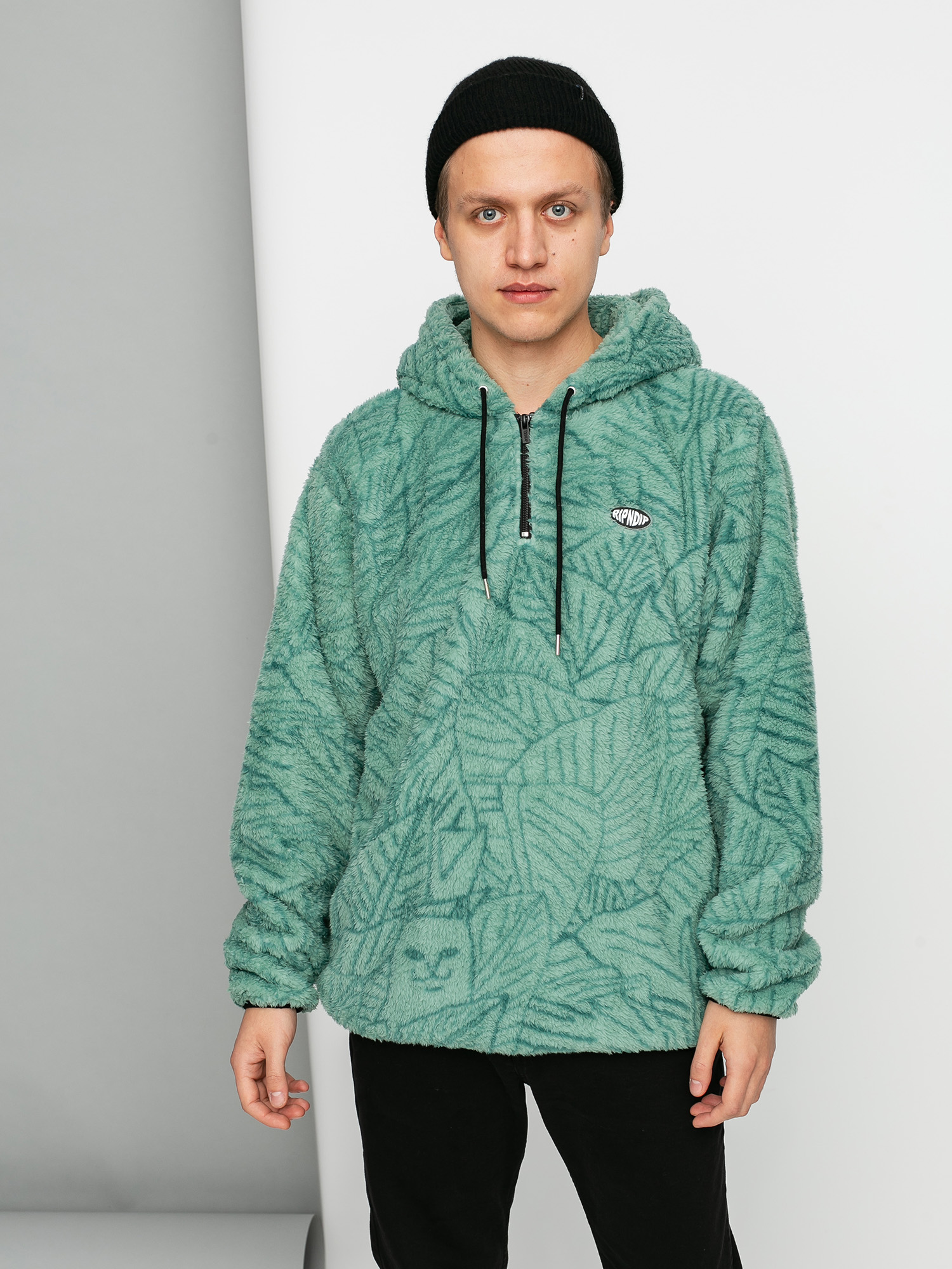 Bluza z kapturem RipNDip Nermal Leaf Fluffy HD (sage)