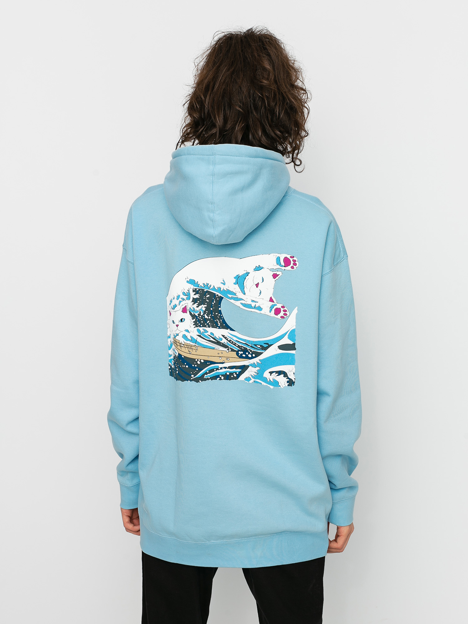 Bluza z kapturem RipNDip Great Wave HD (baby blue)