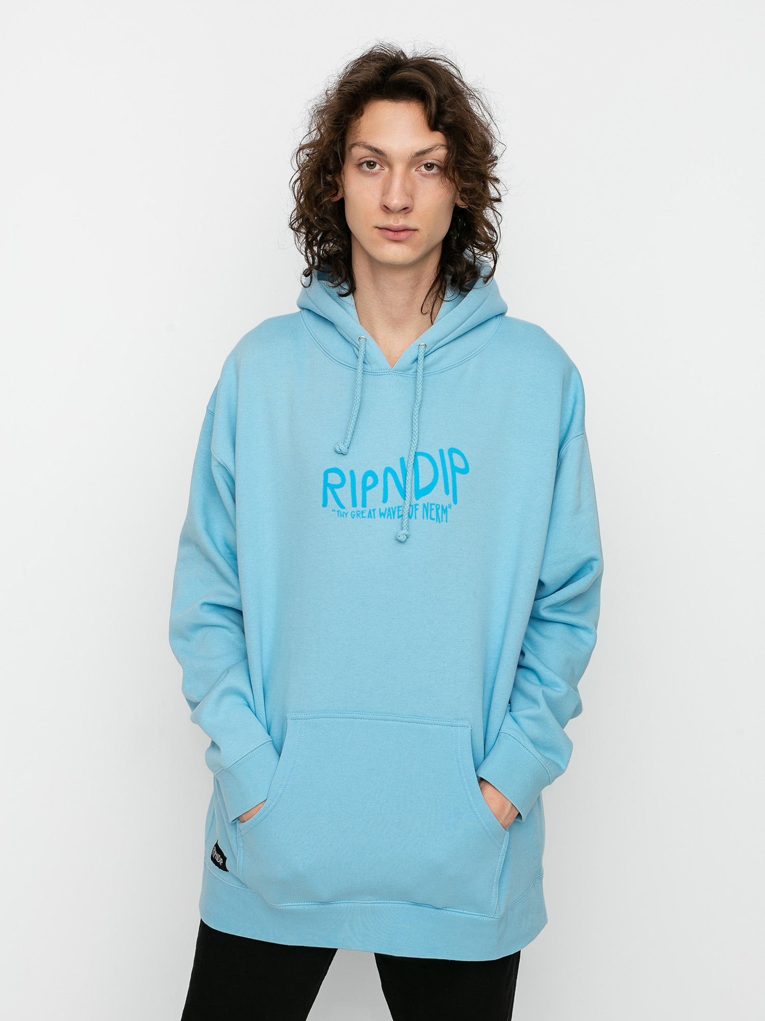Bluza z kapturem RipNDip Great Wave HD (baby blue)