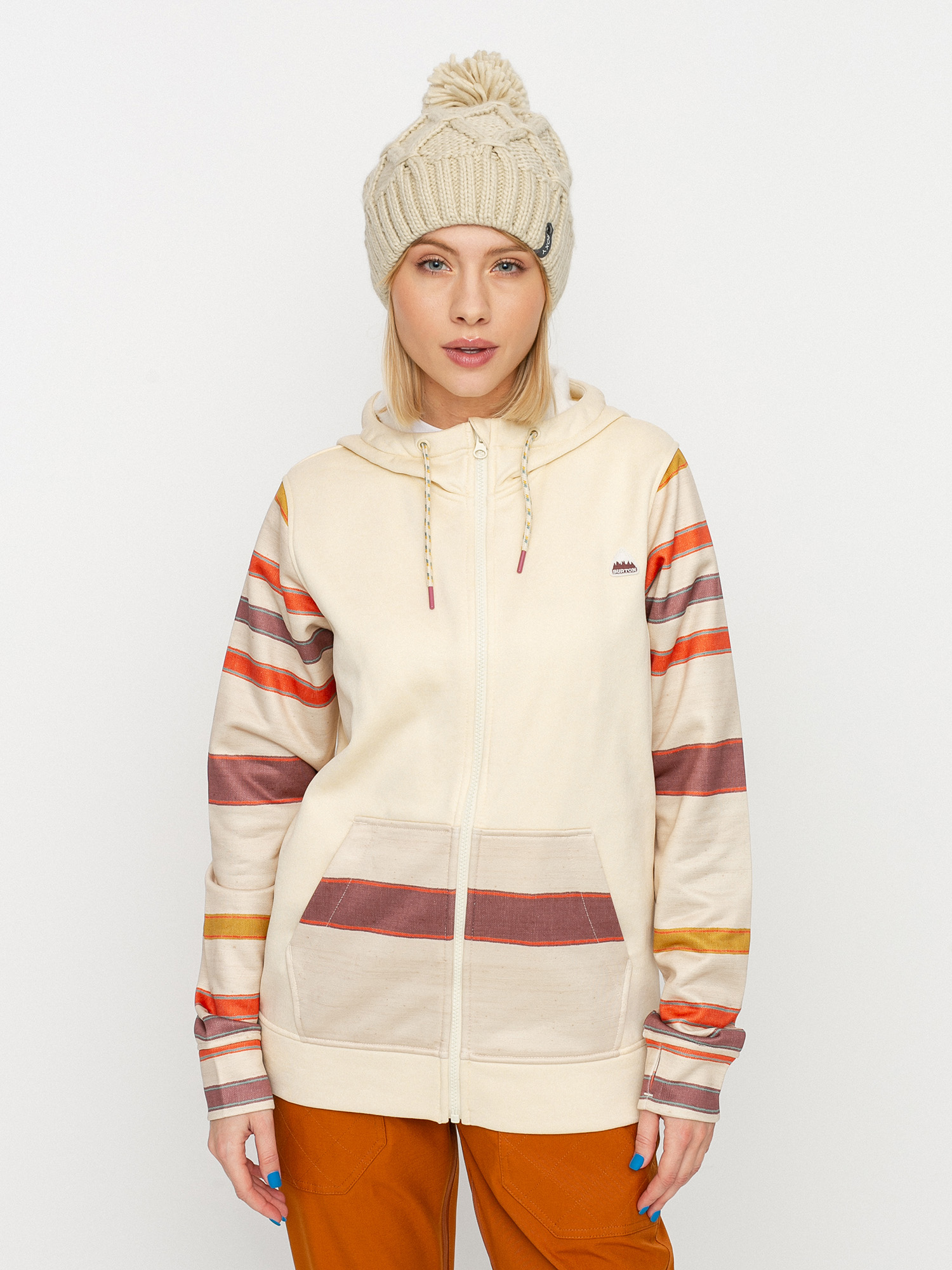 Damska Bluza aktywna Burton Oak ZHD (creme brulee heather/creme brulee woven stripe)