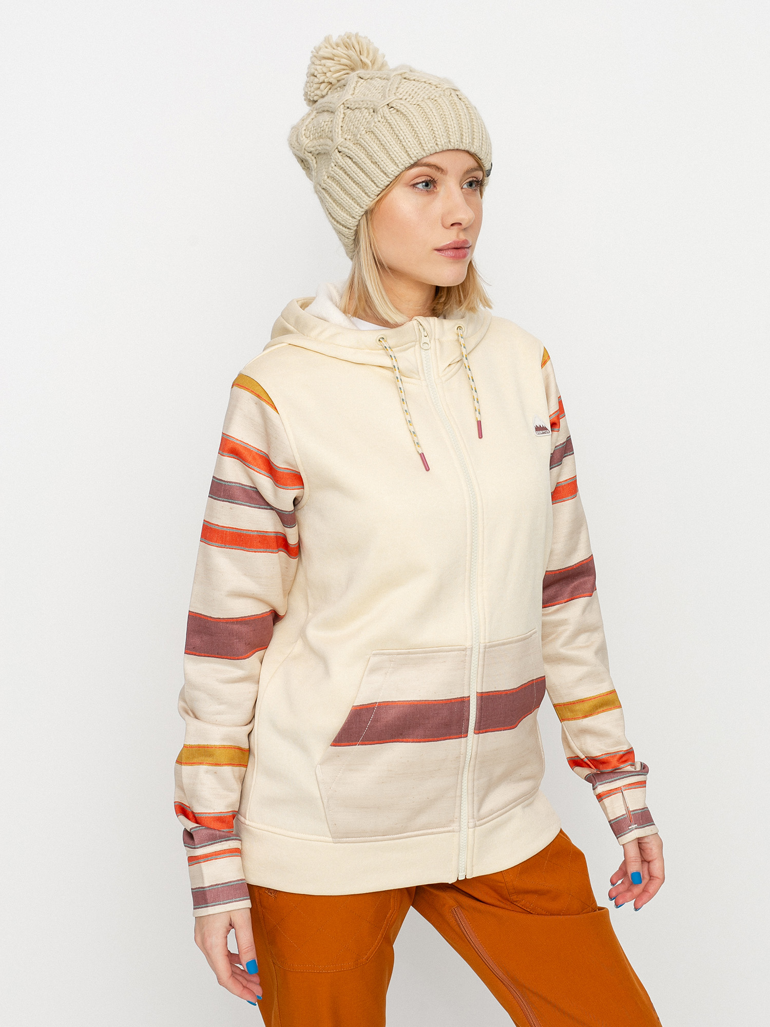 Damska Bluza aktywna Burton Oak ZHD (creme brulee heather/creme brulee woven stripe)