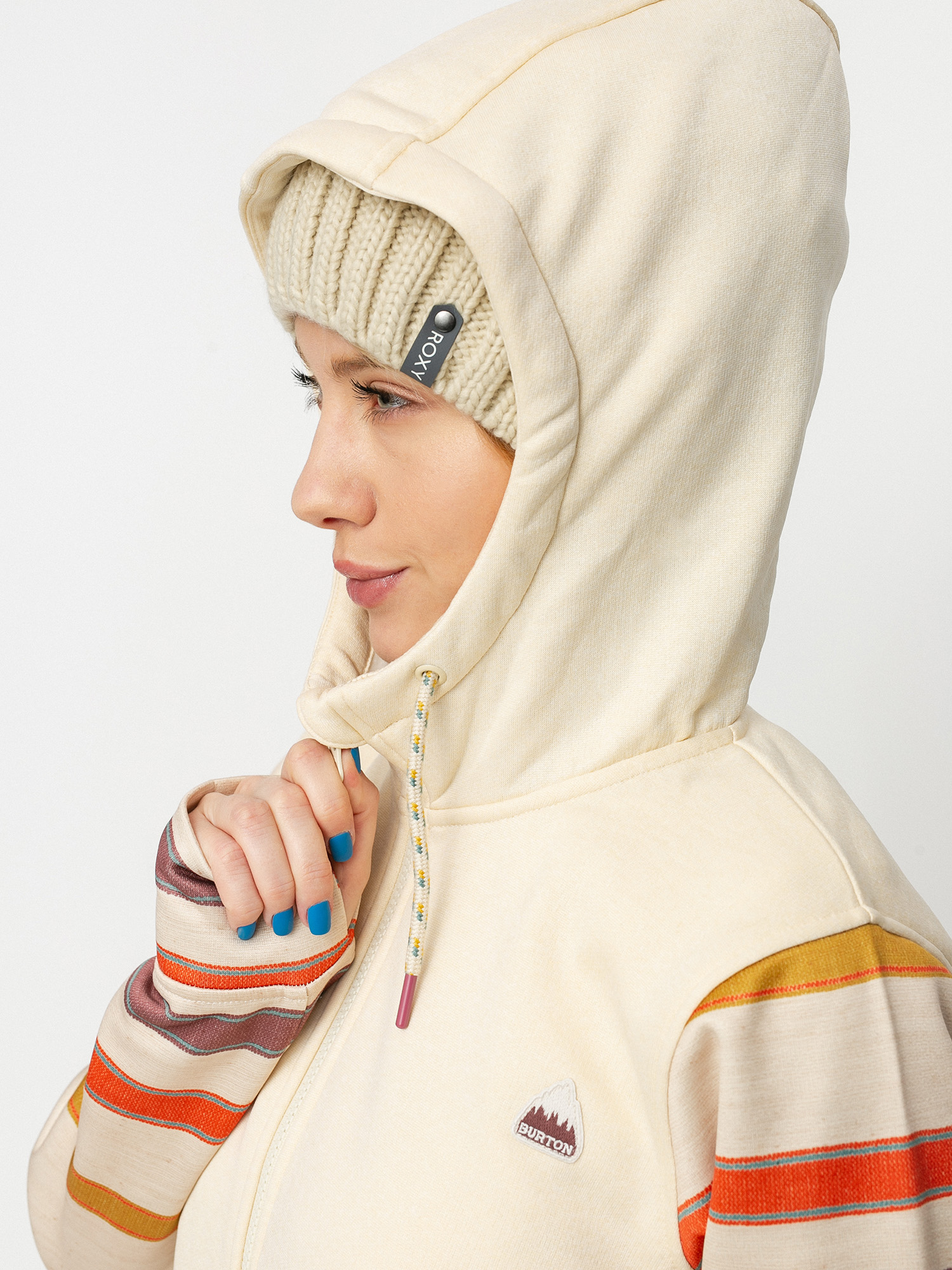 Damska Bluza aktywna Burton Oak ZHD (creme brulee heather/creme brulee woven stripe)