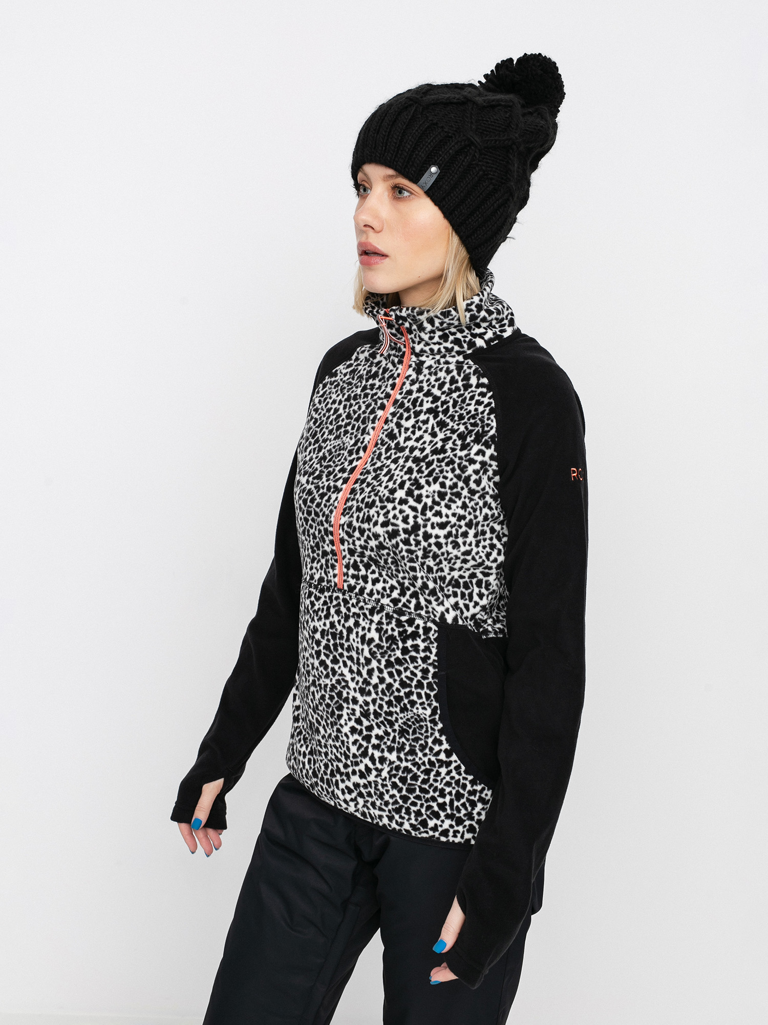 Damska Bluza aktywna Roxy Cascade (true black pop animal)