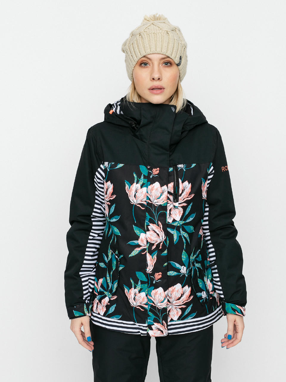 Damska Kurtka snowboardowa Roxy Jetty Block (true black tropical day)