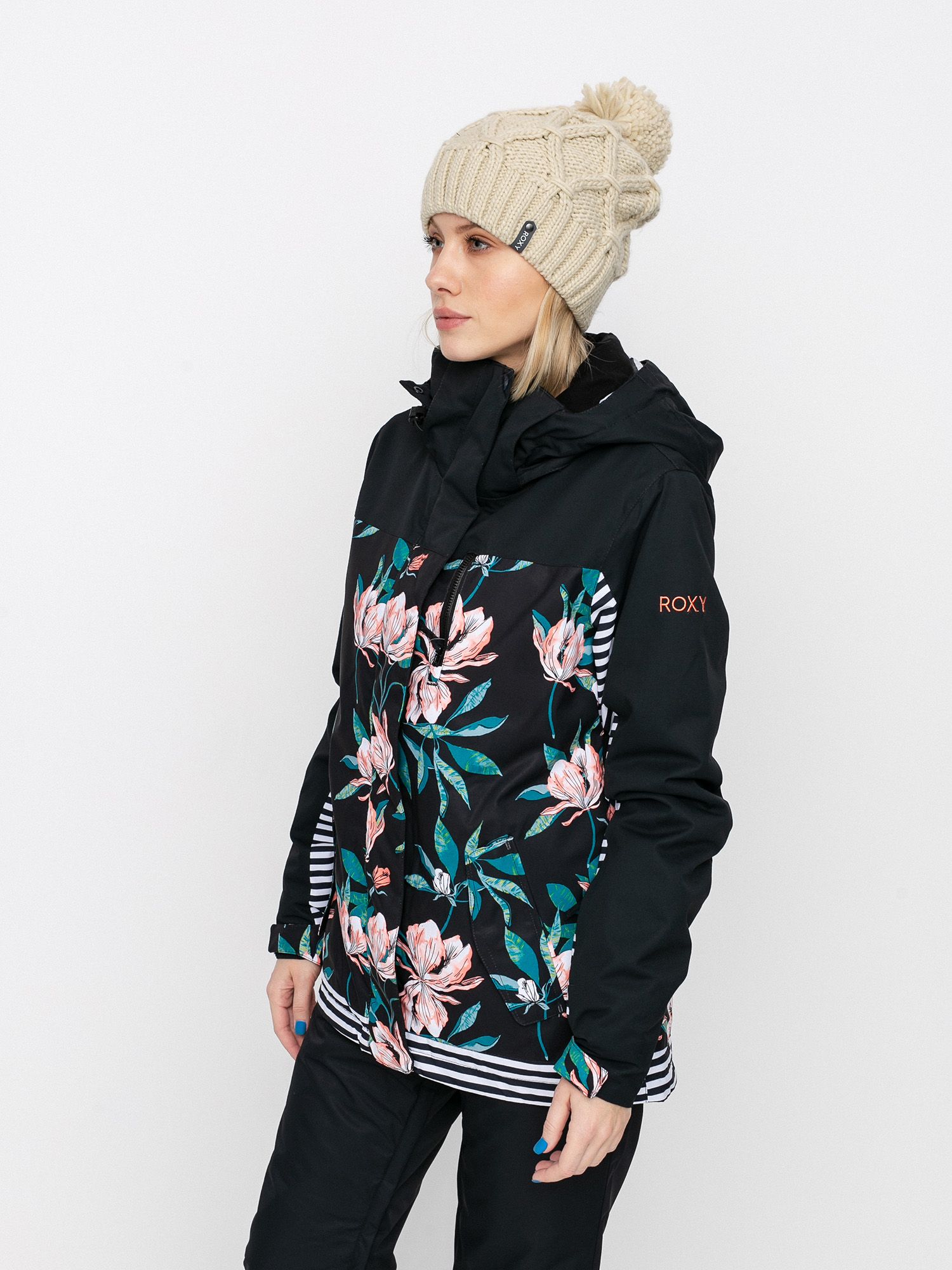 Damska Kurtka snowboardowa Roxy Jetty Block (true black tropical day)