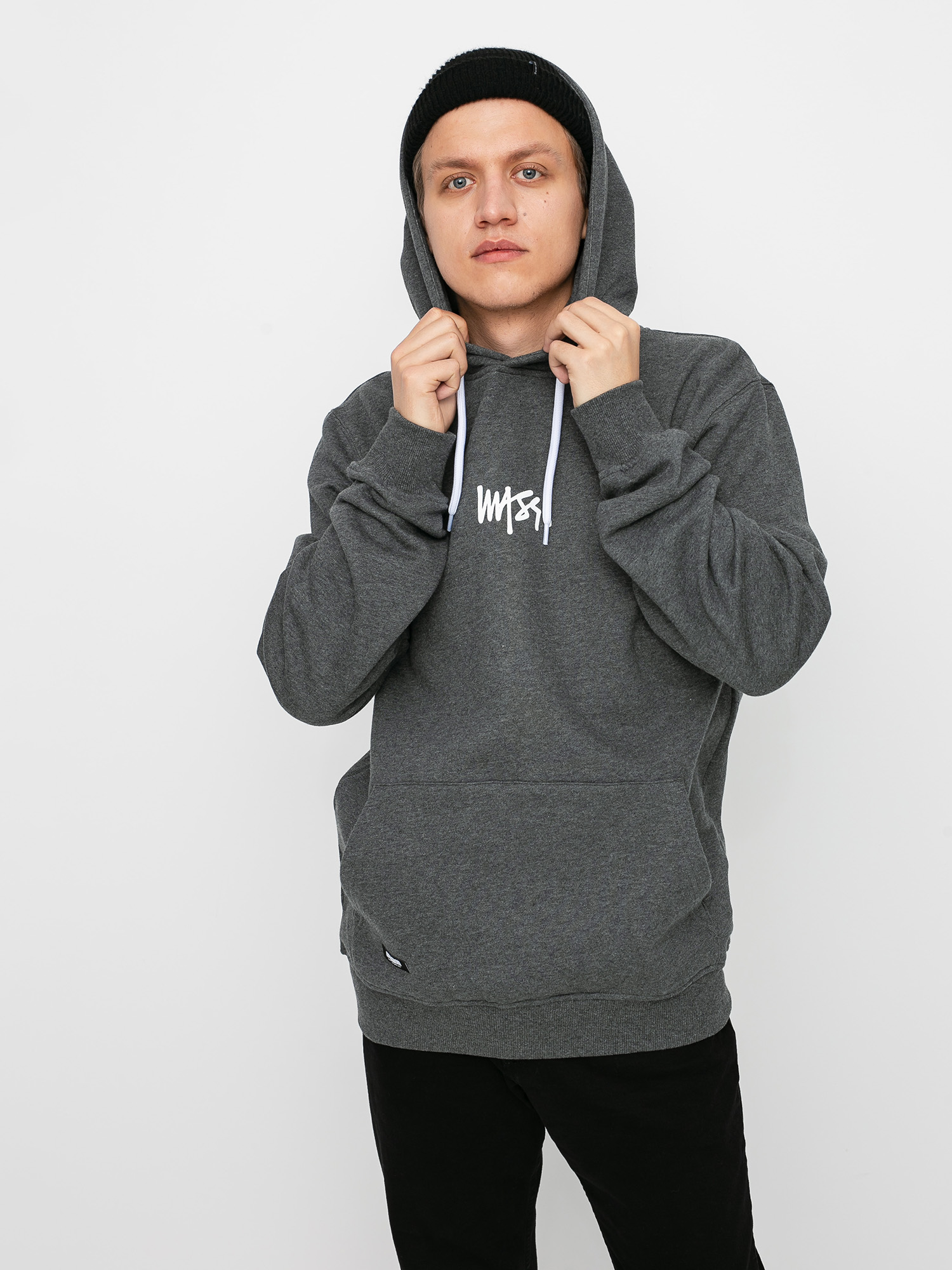 Bluza z kapturem MassDnm Signature Small Logo HD (dark heather grey)