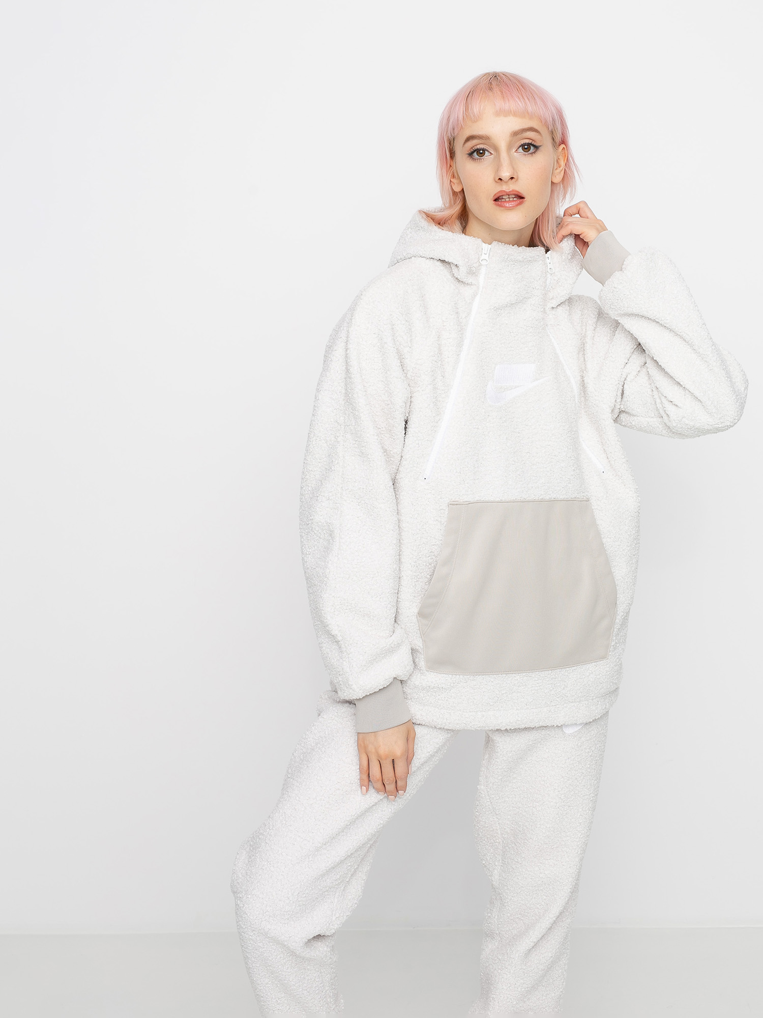 Bluza z kapturem Nike Sherpa HD Wmn (phantom/string/white/white)