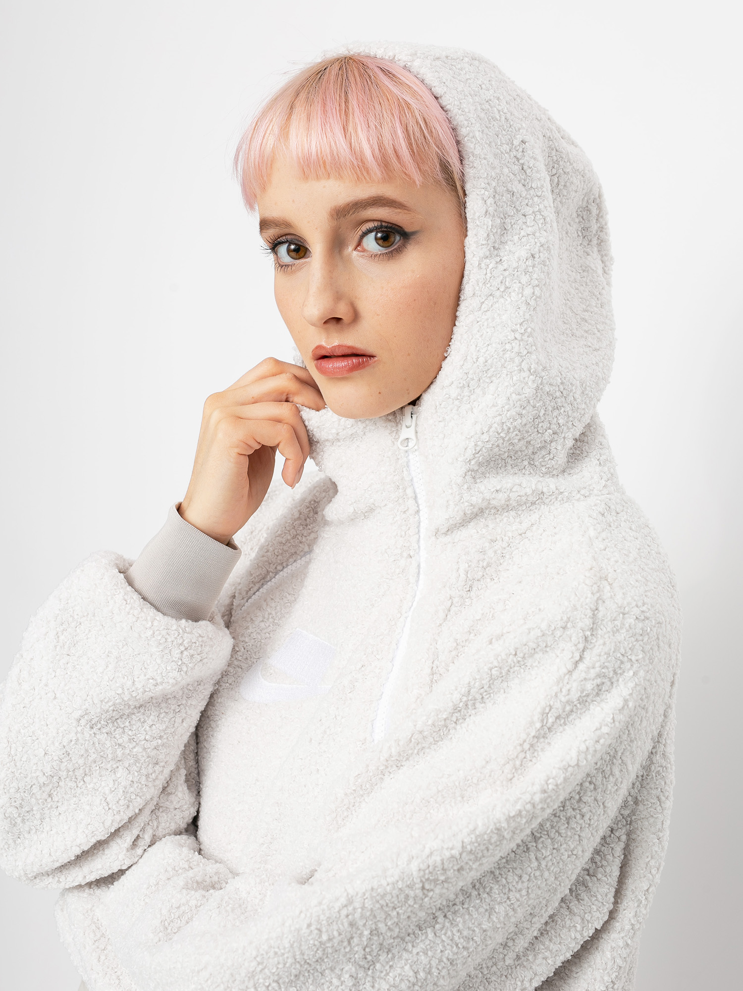 Bluza z kapturem Nike Sherpa HD Wmn (phantom/string/white/white)