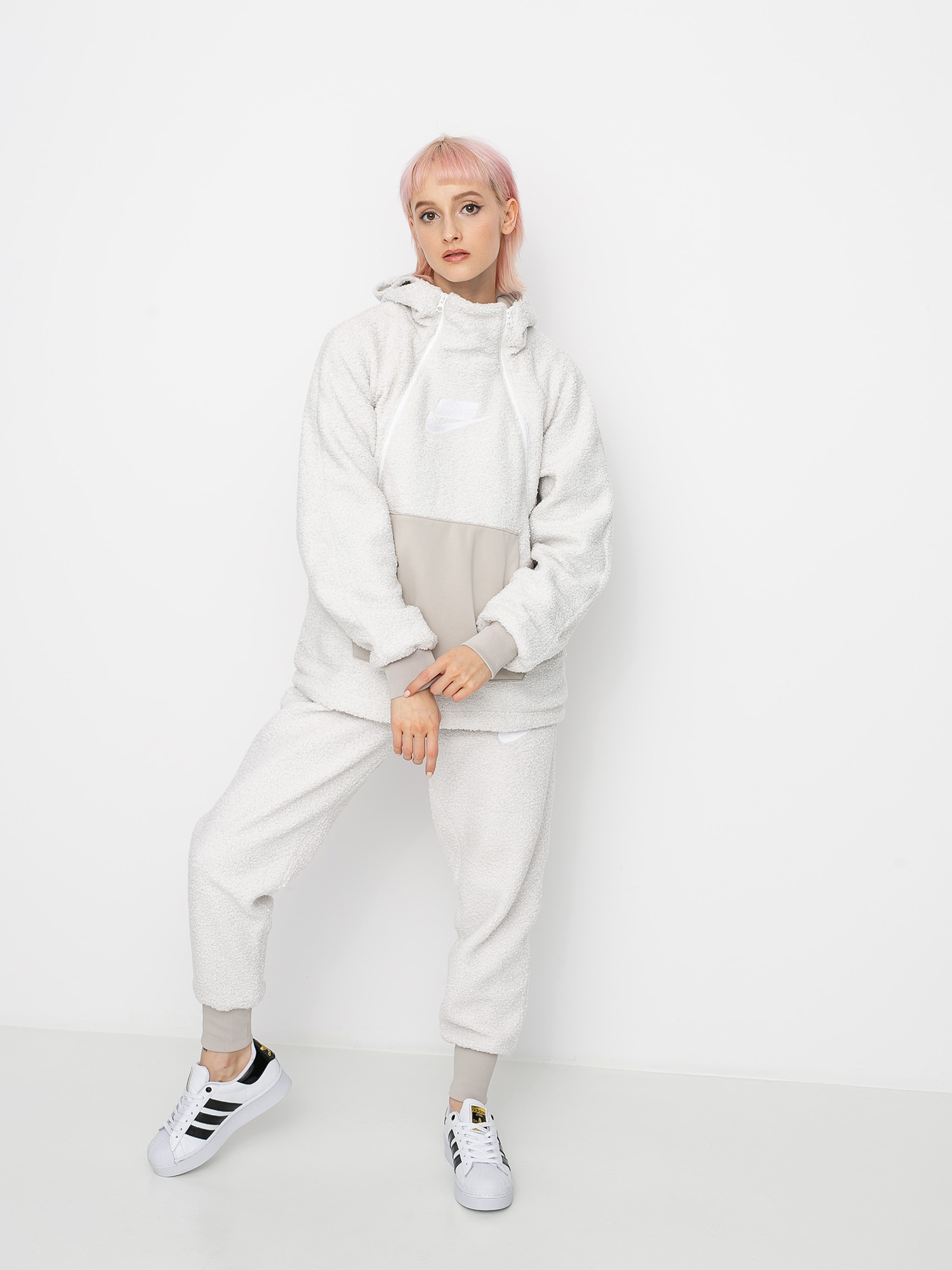 Bluza z kapturem Nike Sherpa HD Wmn (phantom/string/white/white)