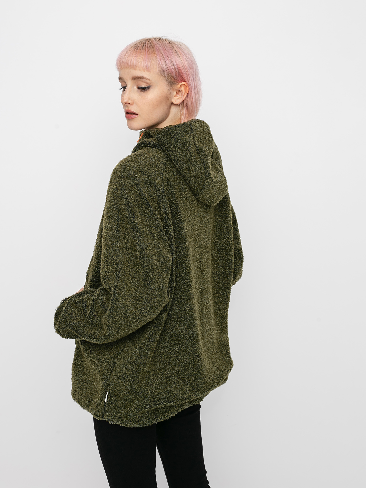 Bluza z kapturem Nike Sherpa HD Wmn (olive canvas/olive canvas/cone/cone)