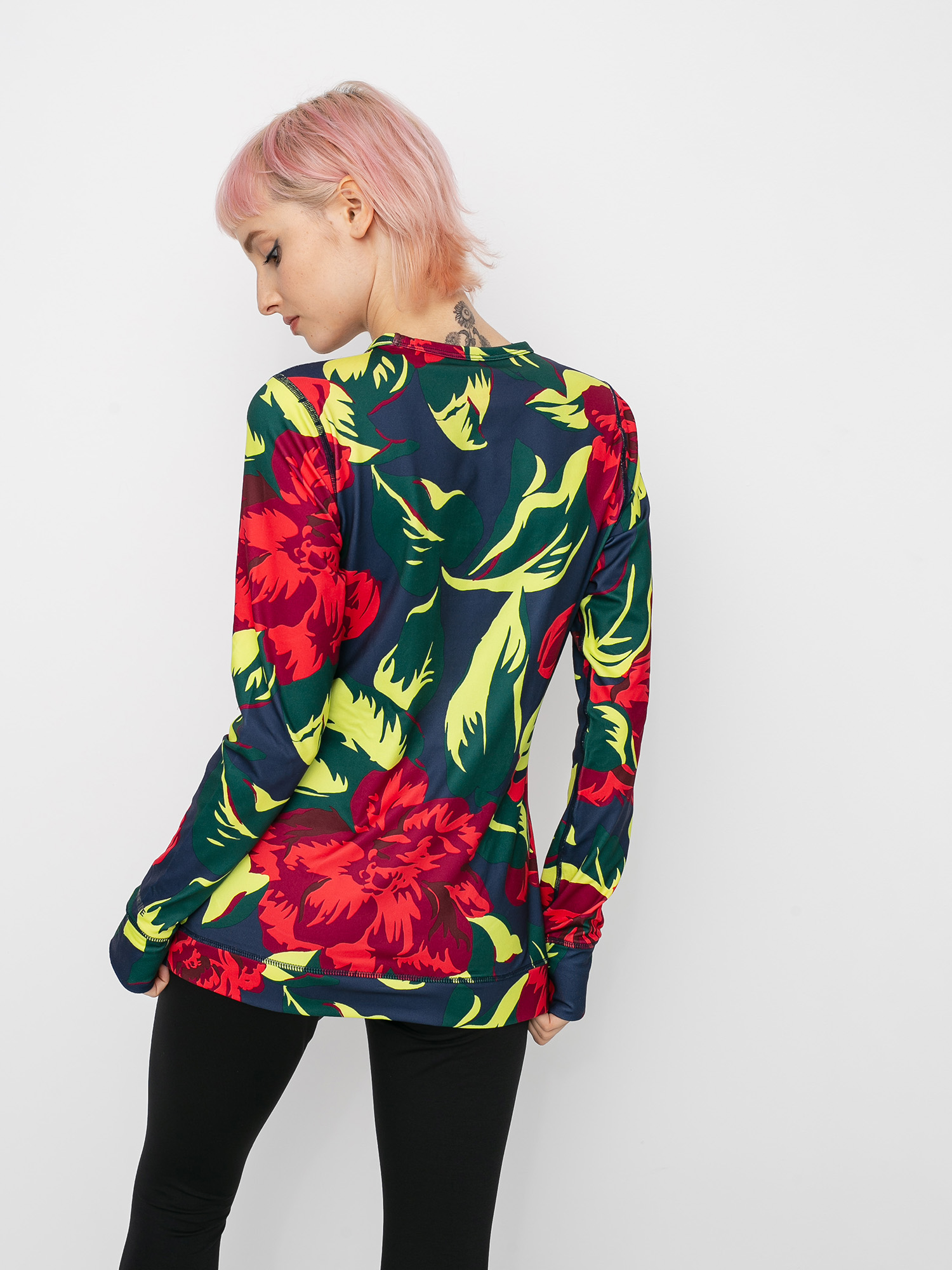 Damski Longsleeve aktywny Burton Midweight Base Layer Crew (hibiscus pink oversized floral)