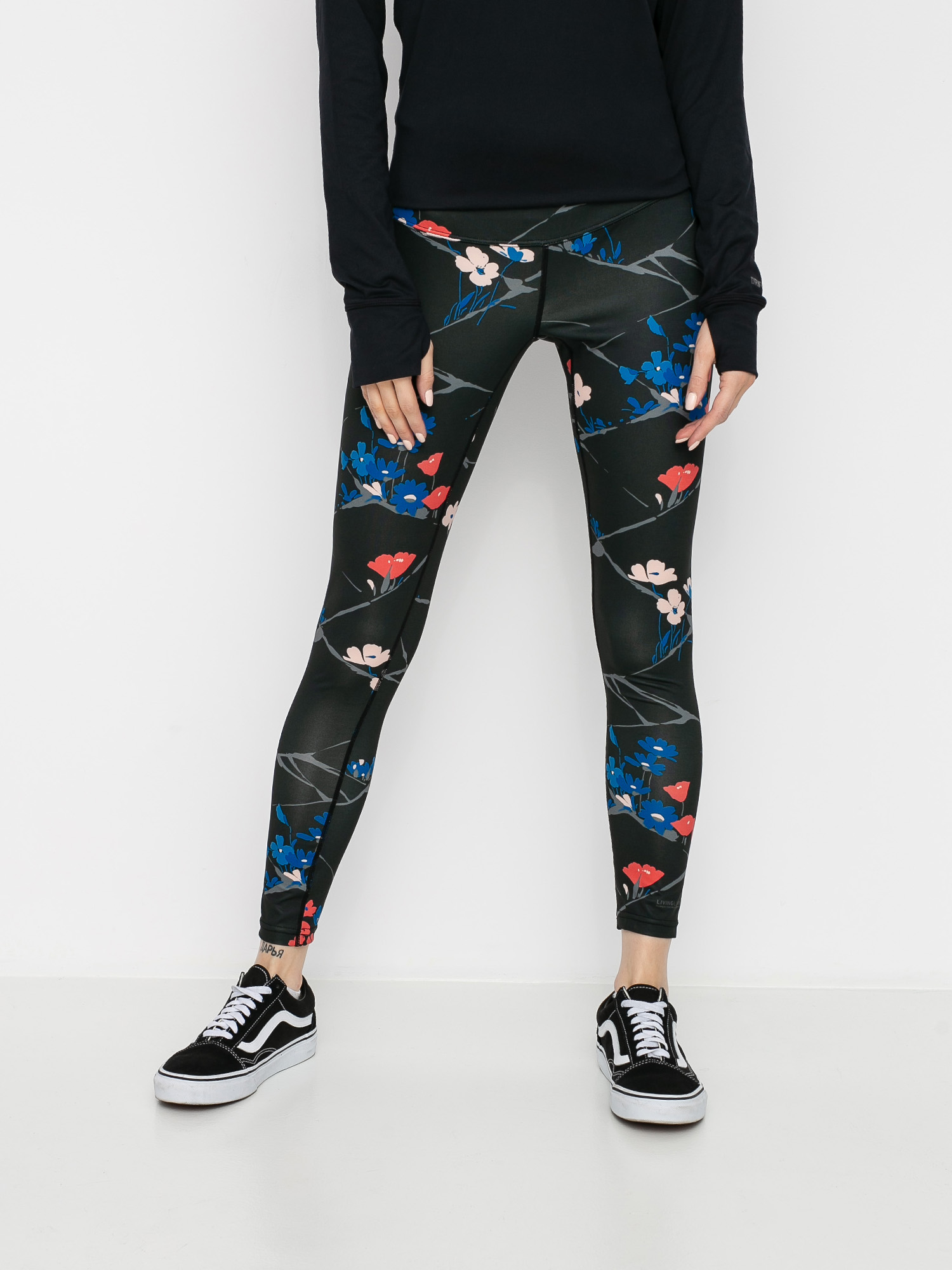 Damskie Legginsy aktywne Burton Lightweight X Base Layer Pant (true black landscape floral)