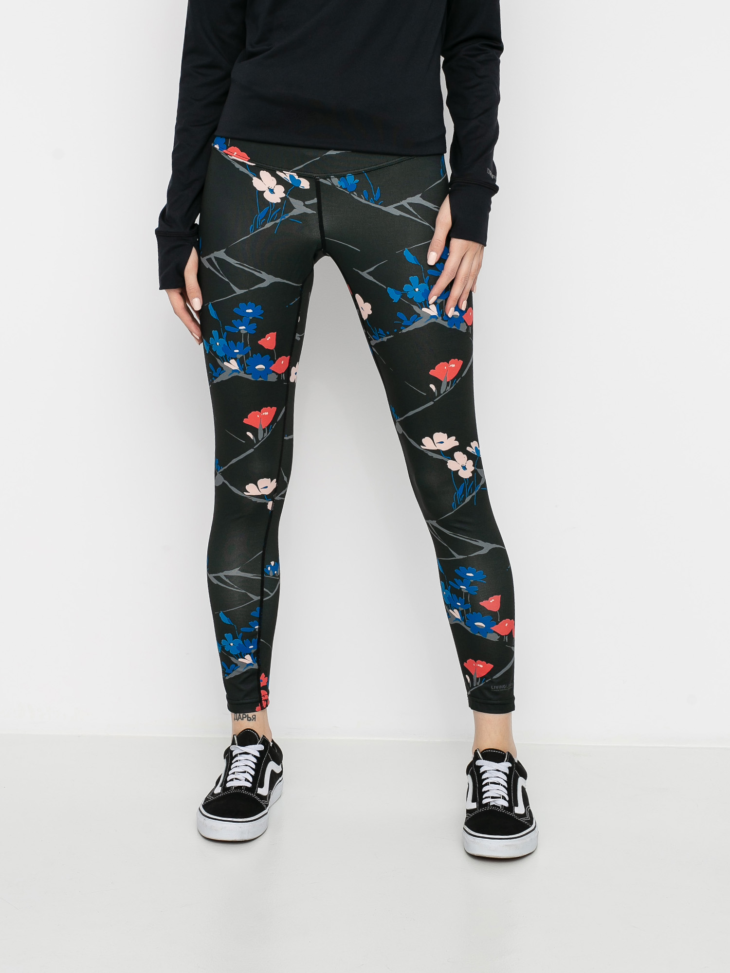 Damskie Legginsy aktywne Burton Lightweight X Base Layer Pant (true black landscape floral)