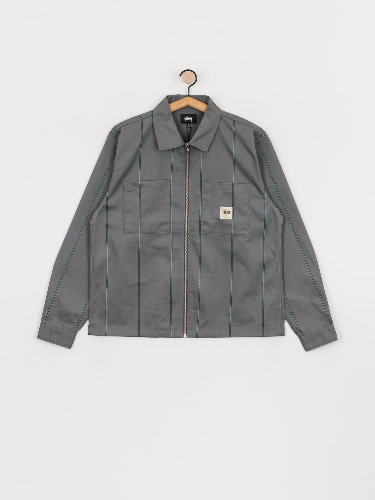 Koszula Stussy Full Zip Work (grey stripe)