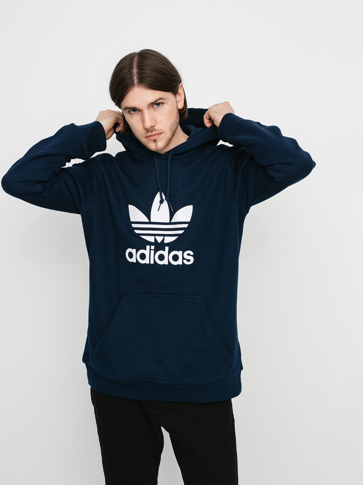 Bluza z kapturem adidas Originals Trefoil HD granatowy collegiate navy white