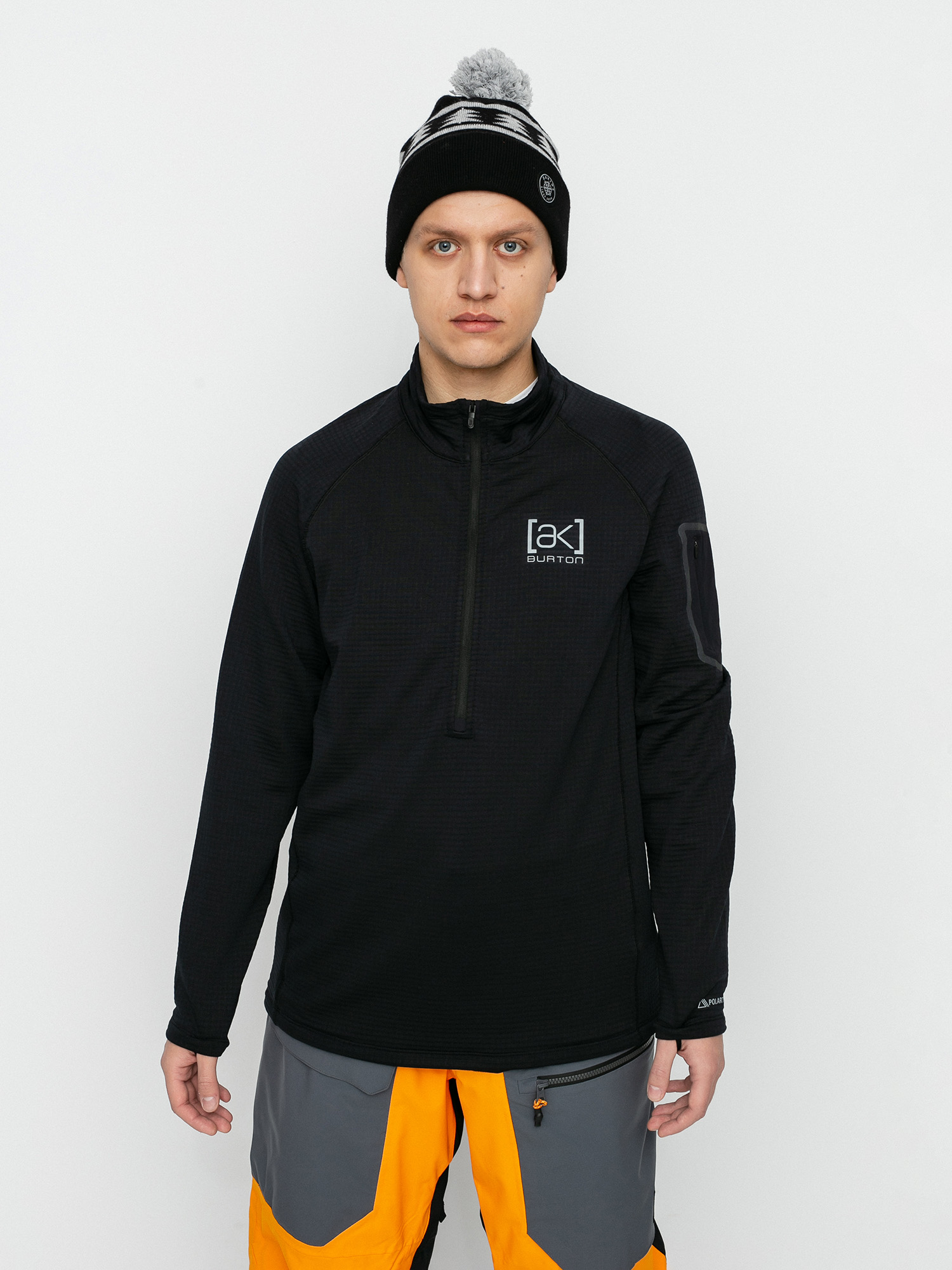 Męski Polar Burton Ak Helium Grid Fleece Half Zip (true black)