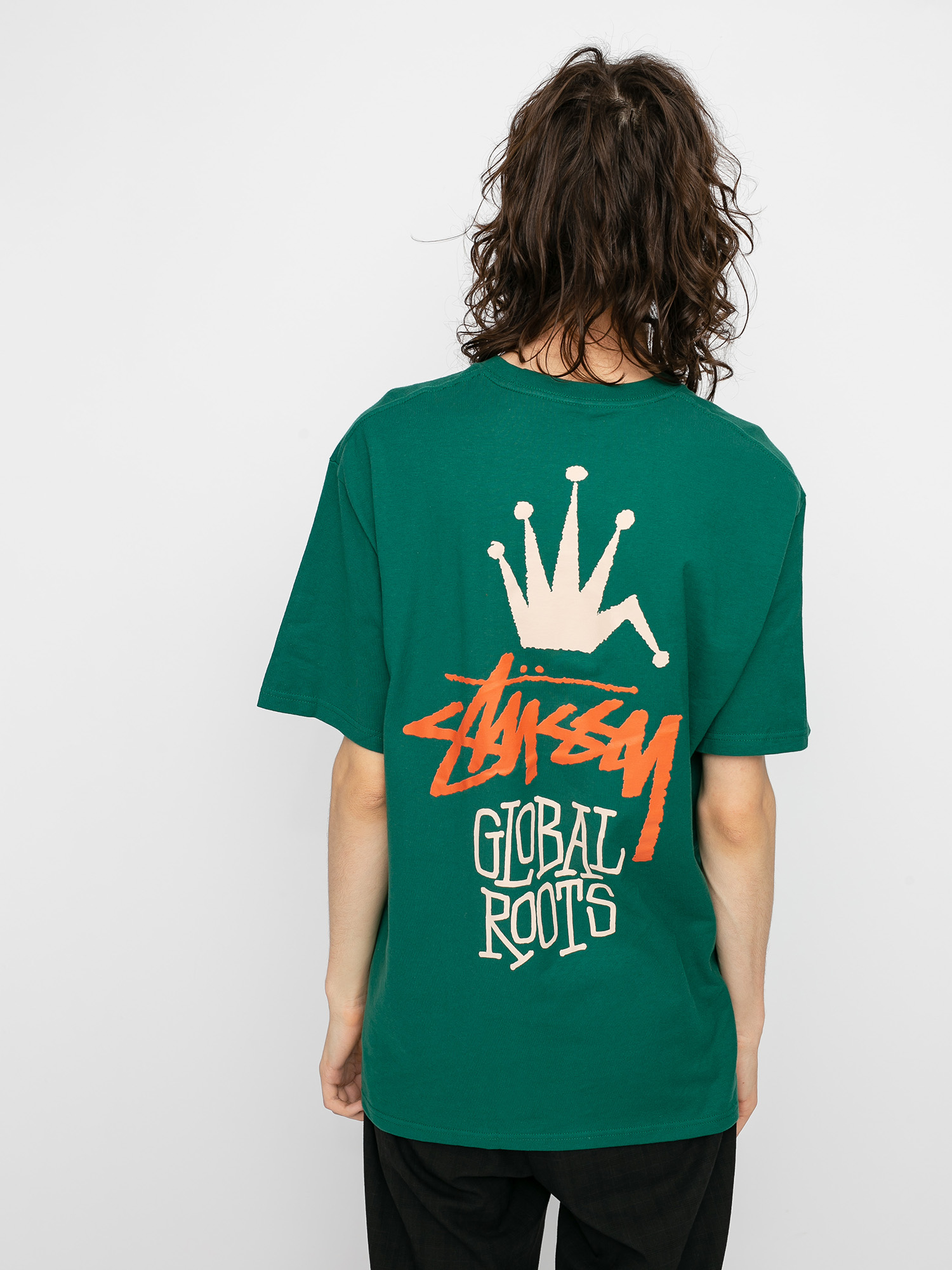 T-shirt Stussy Global Roots zielony (dark green)