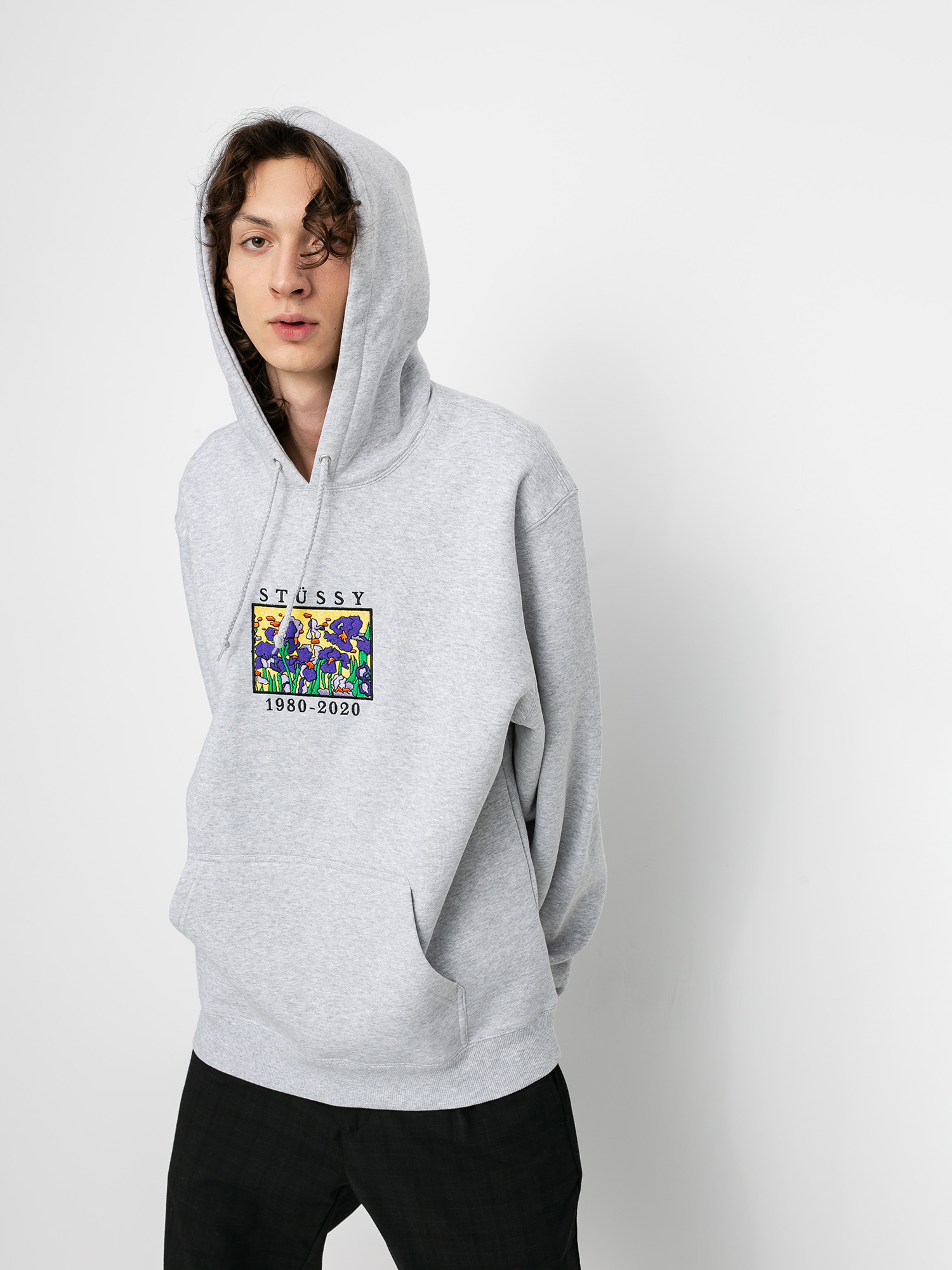Bluza z kapturem Stussy Stussy Irises App HD (ash heather)