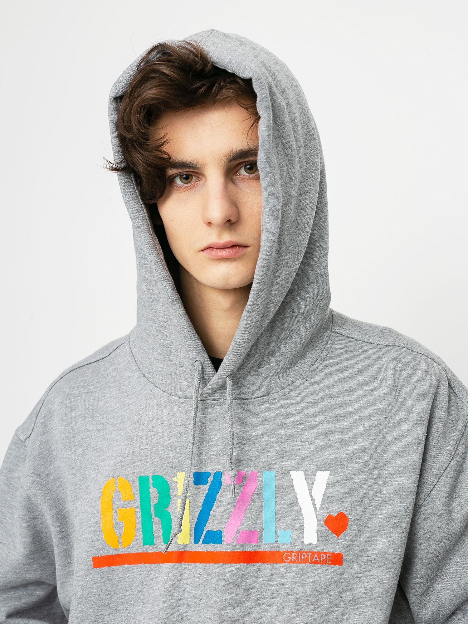 Bluza z kapturem Grizzly Griptape Color Block Stamp HD (heather grey)