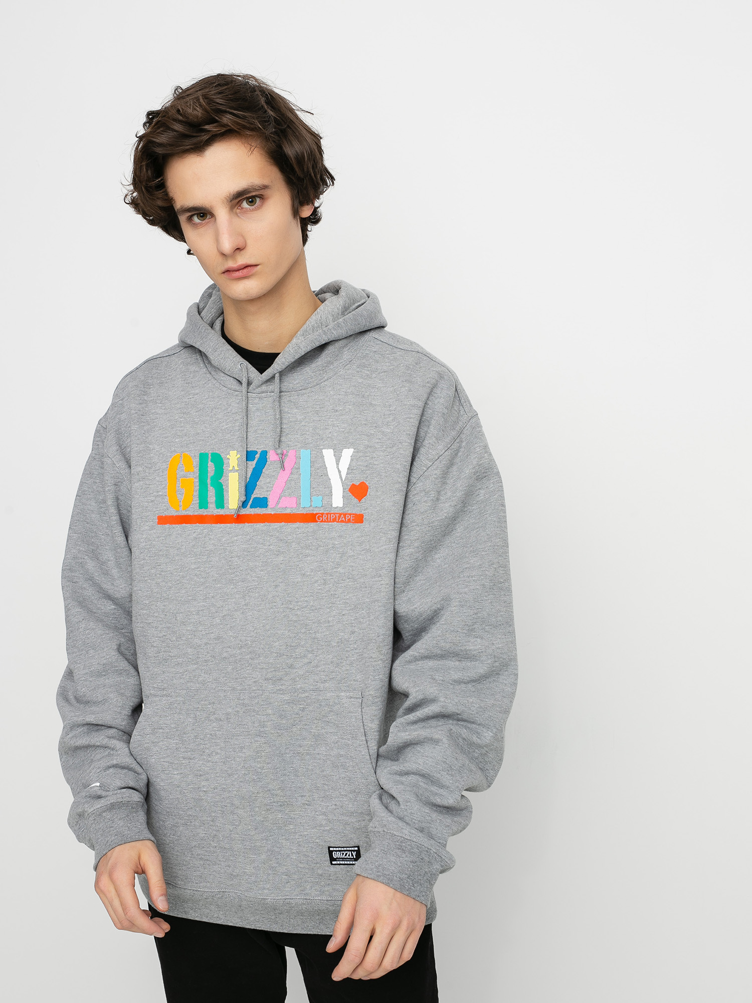 Bluza z kapturem Grizzly Griptape Color Block Stamp HD (heather grey)
