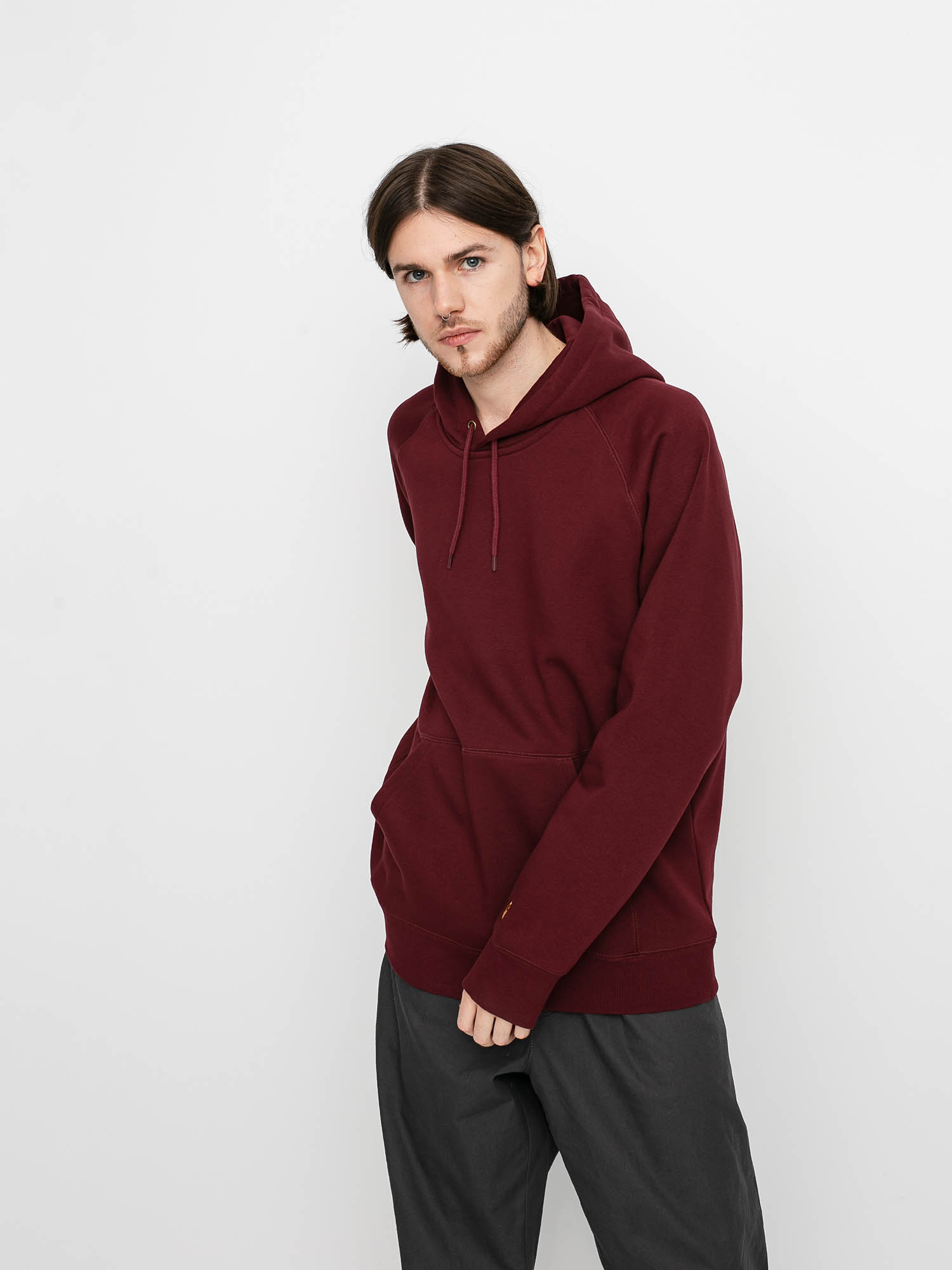 Bluza z kapturem Carhartt WIP Chase HD (bordeaux/gold)