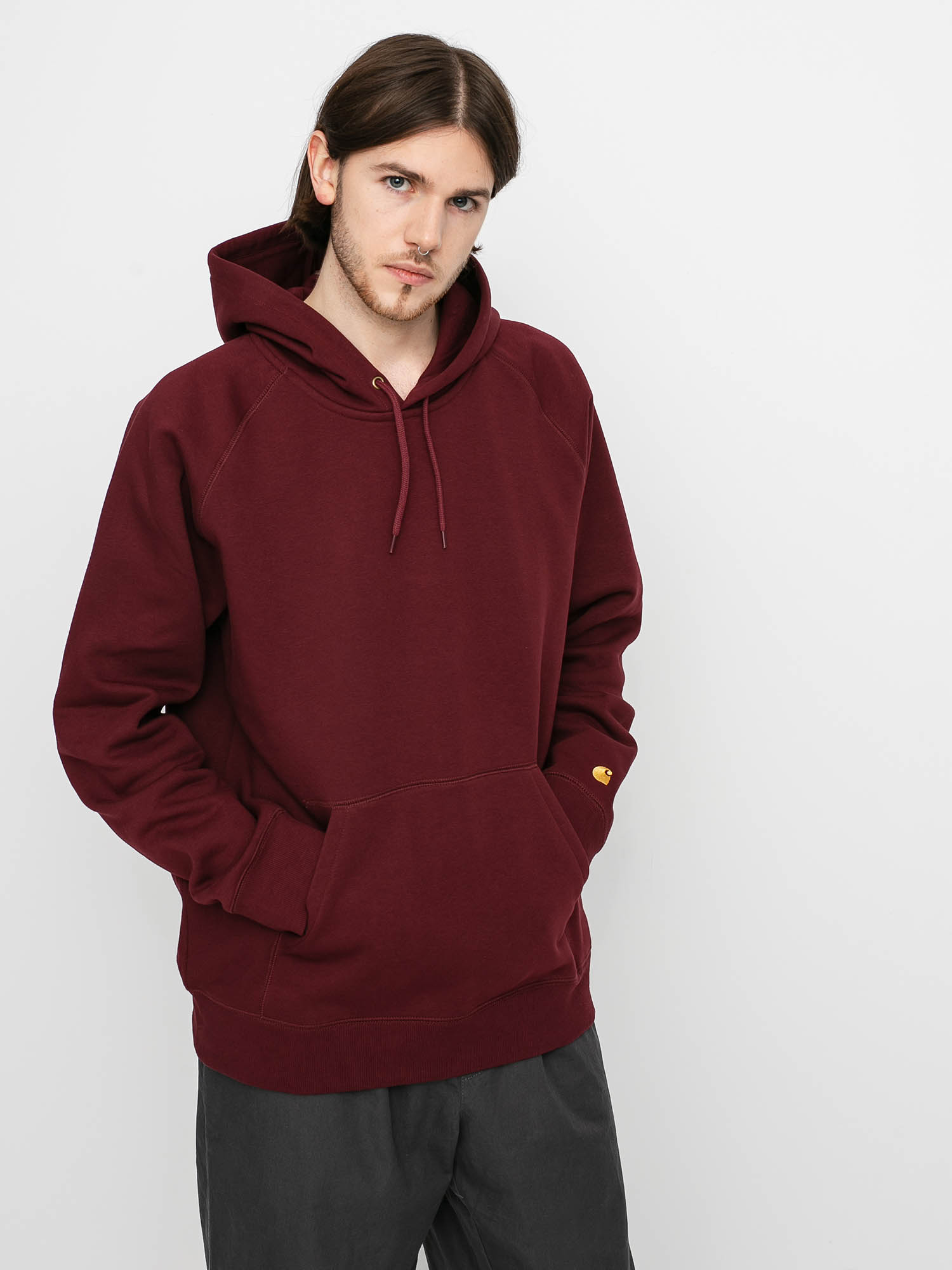 Bluza z kapturem Carhartt WIP Chase HD (bordeaux/gold)