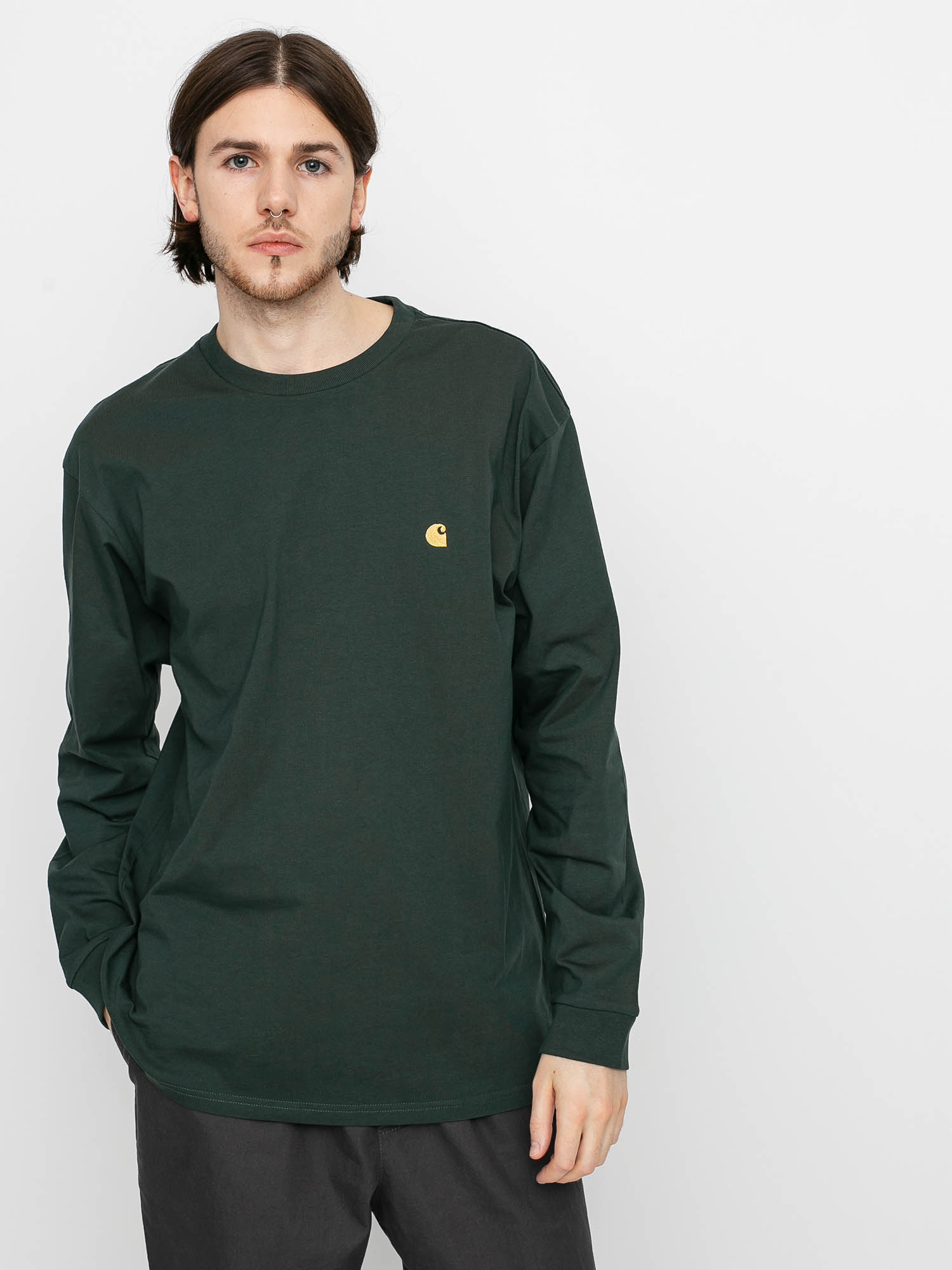 Longsleeve Carhartt WIP Chase (dark teal/gold)