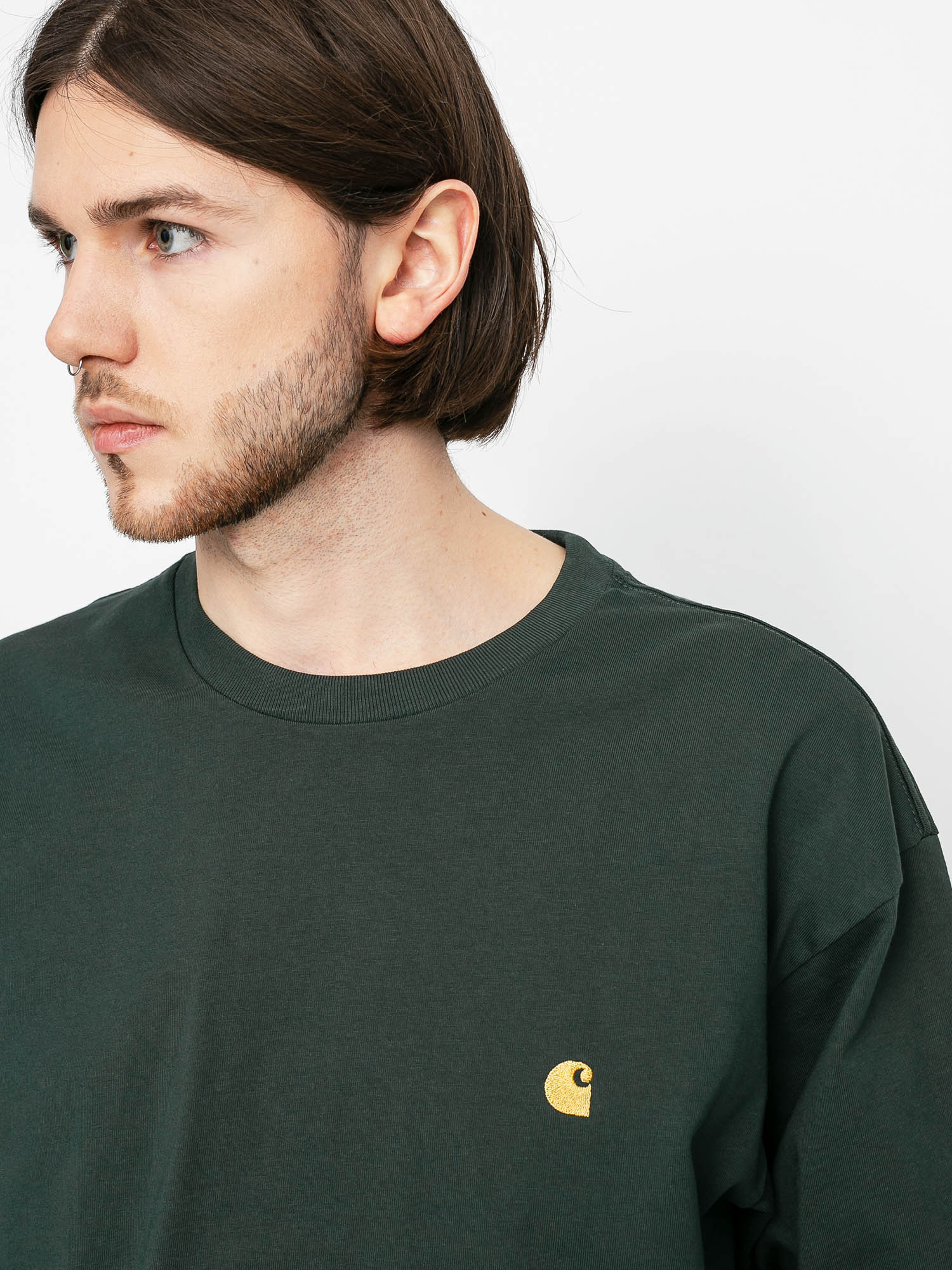Longsleeve Carhartt WIP Chase (dark teal/gold)