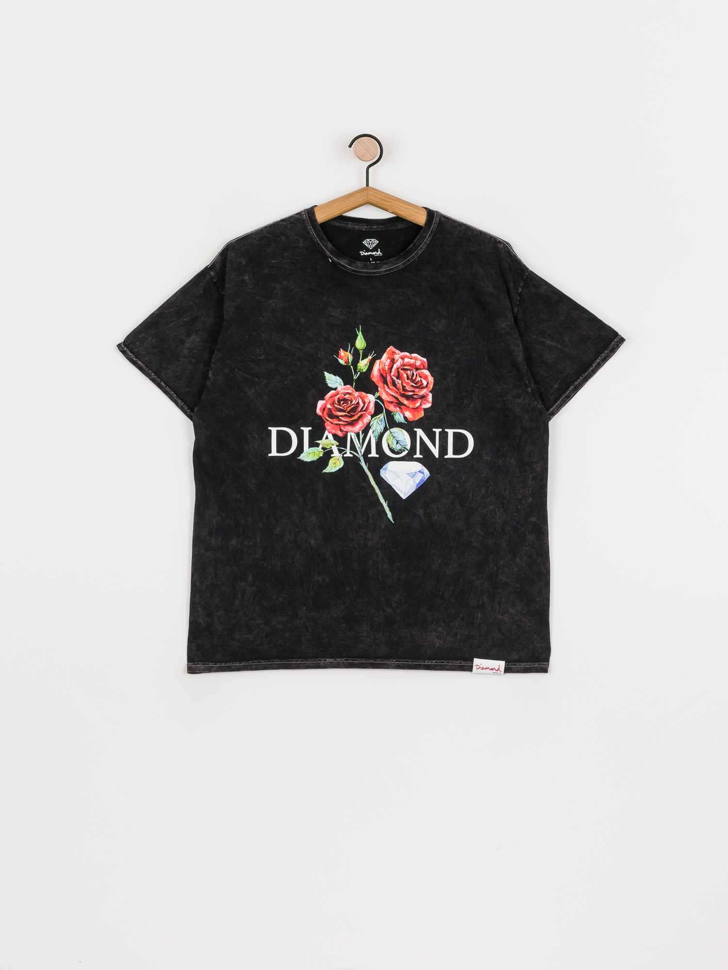 T-shirt Diamond Supply Co. Red Rose Mineral Wash (black)