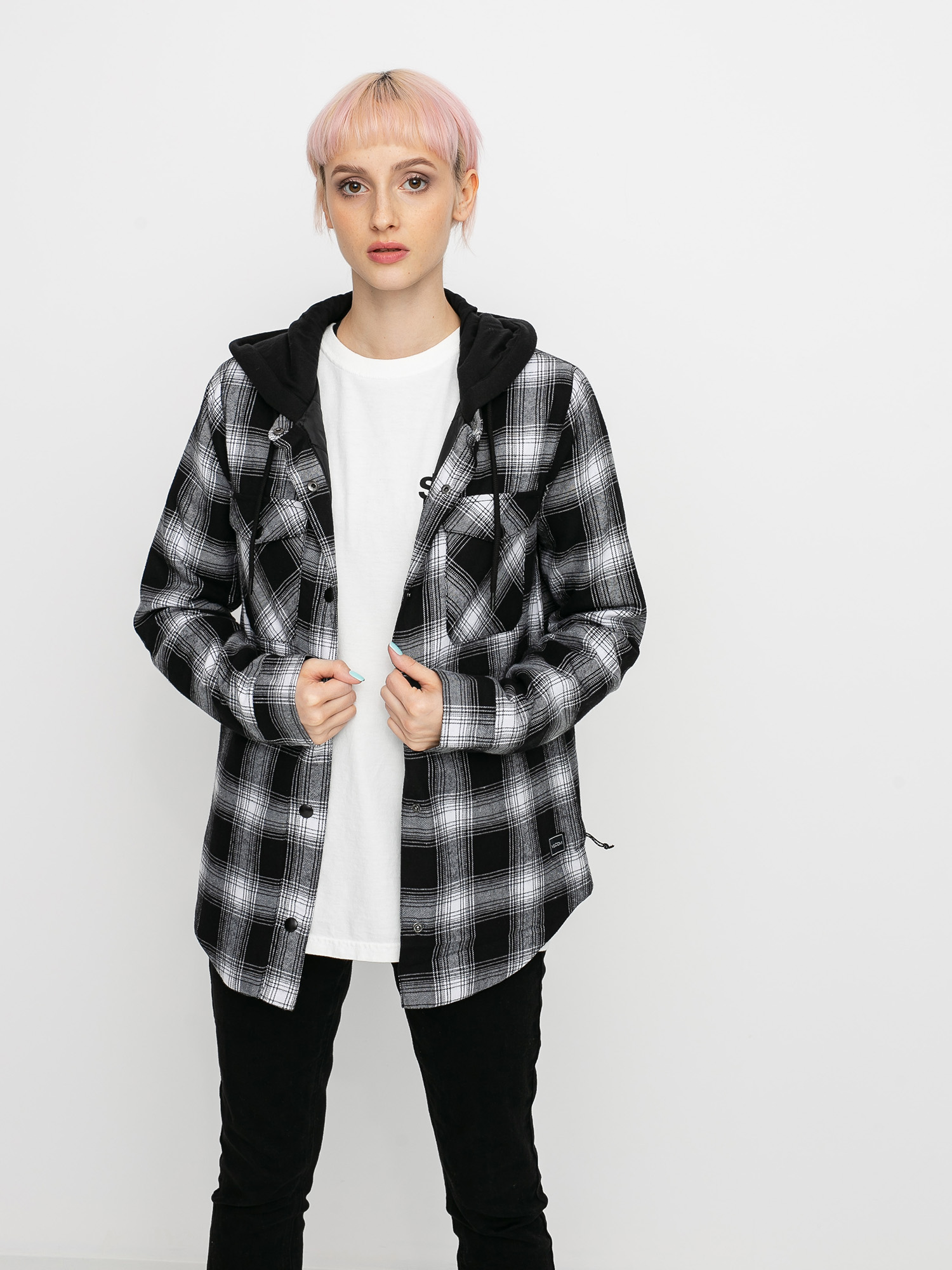 Damska Bluza aktywna Volcom Hooded Flannel (black)