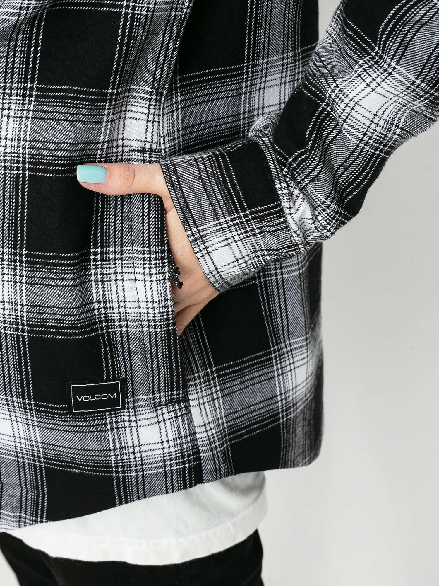 Damska Bluza aktywna Volcom Hooded Flannel (black)