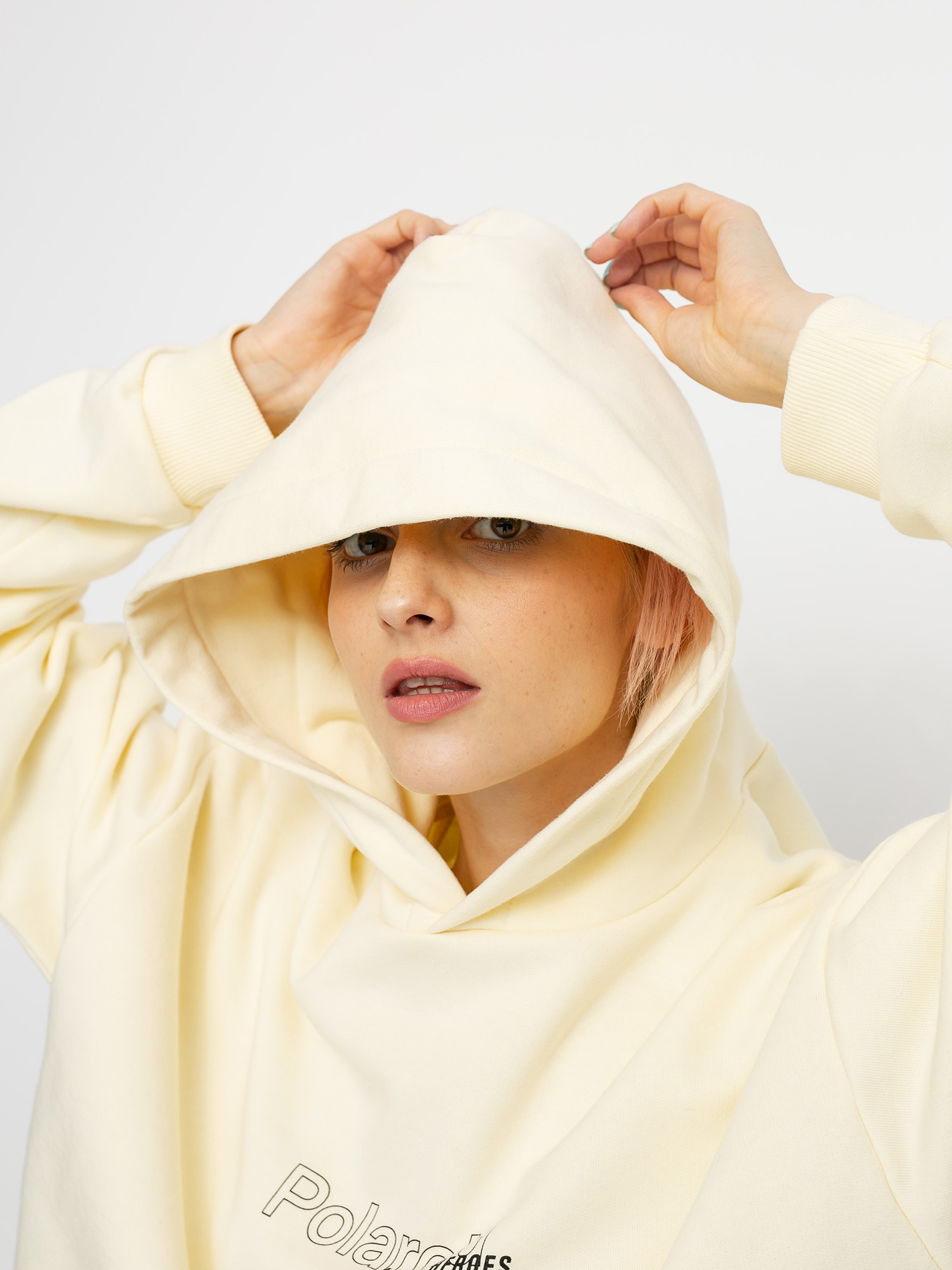 Bluza z kapturem Local Heroes X Polaroid Ribbon Heart Cropped HD Wmn (cream)