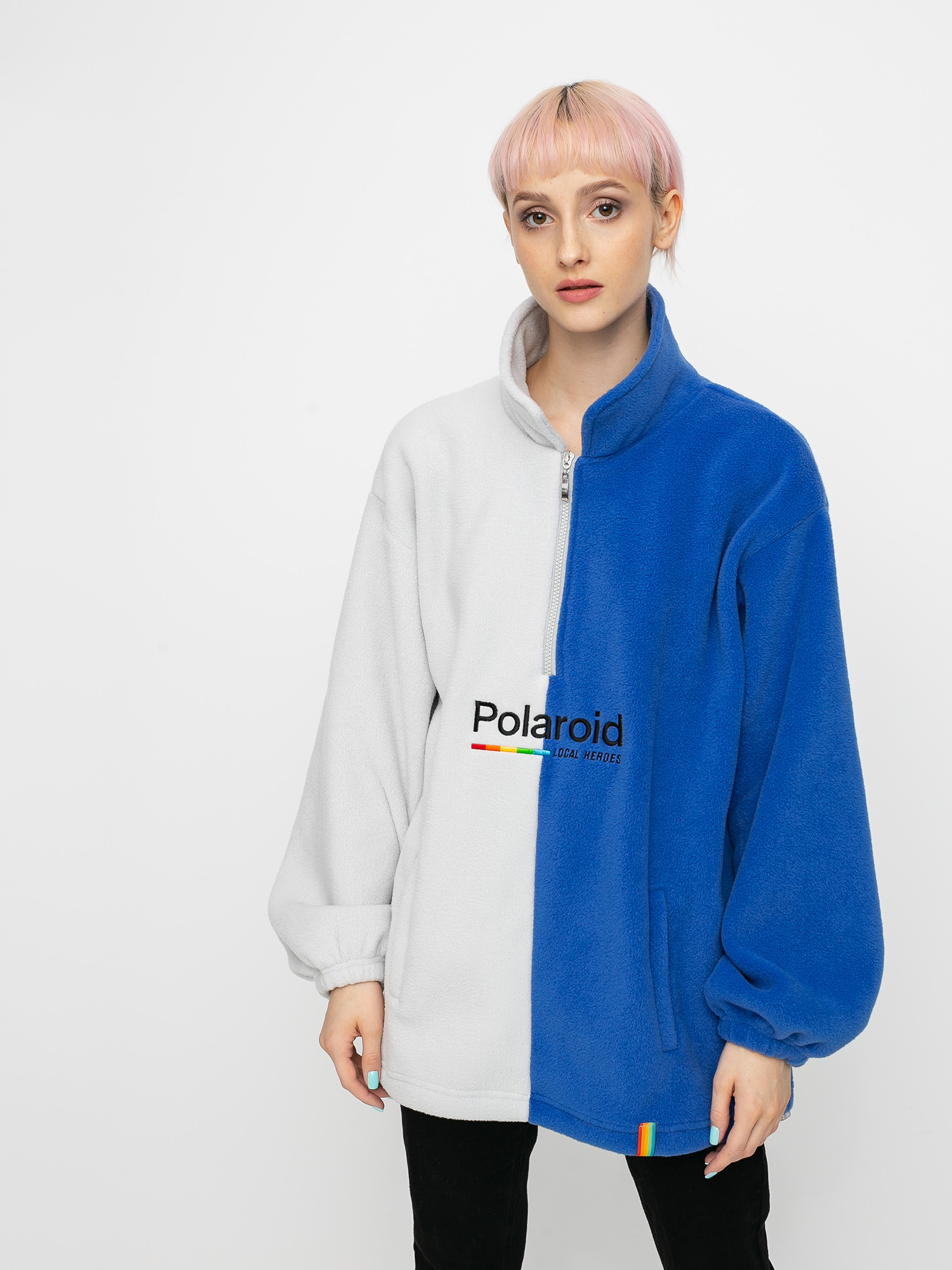 Damski Polar Local Heroes X Polaroid Ideal Fleece Zip Up (grey/blue)