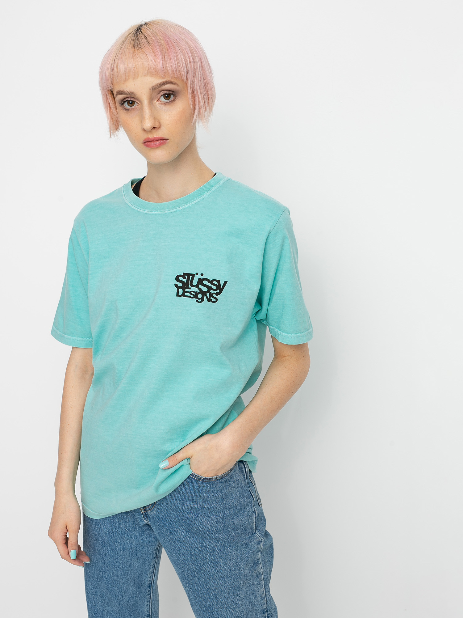 T-shirt Stussy Stussy Designs Pig. Dyed Wmn (aqua)