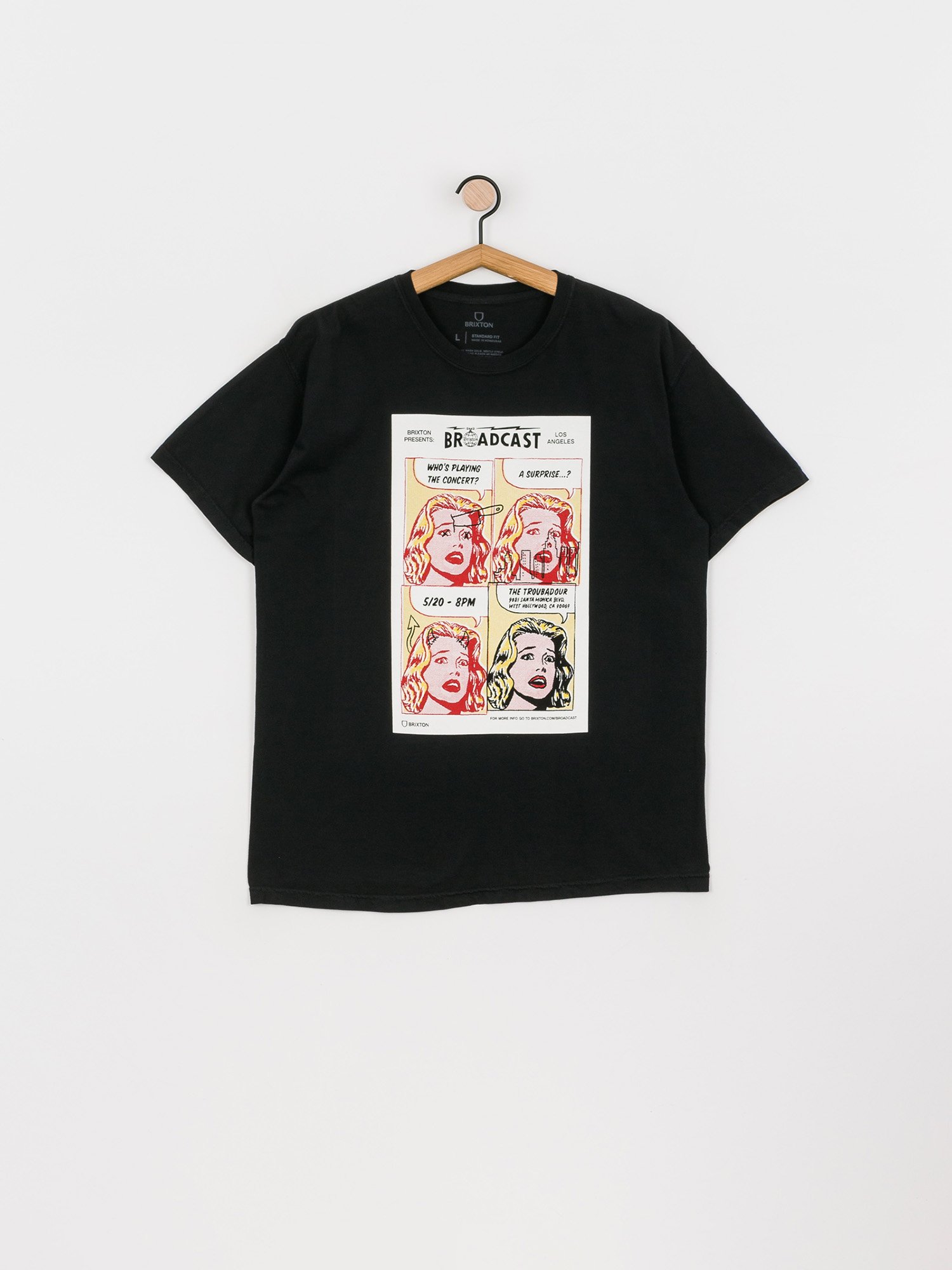T-shirt Brixton La Brxtn Broadcast Stt (black garment dye)