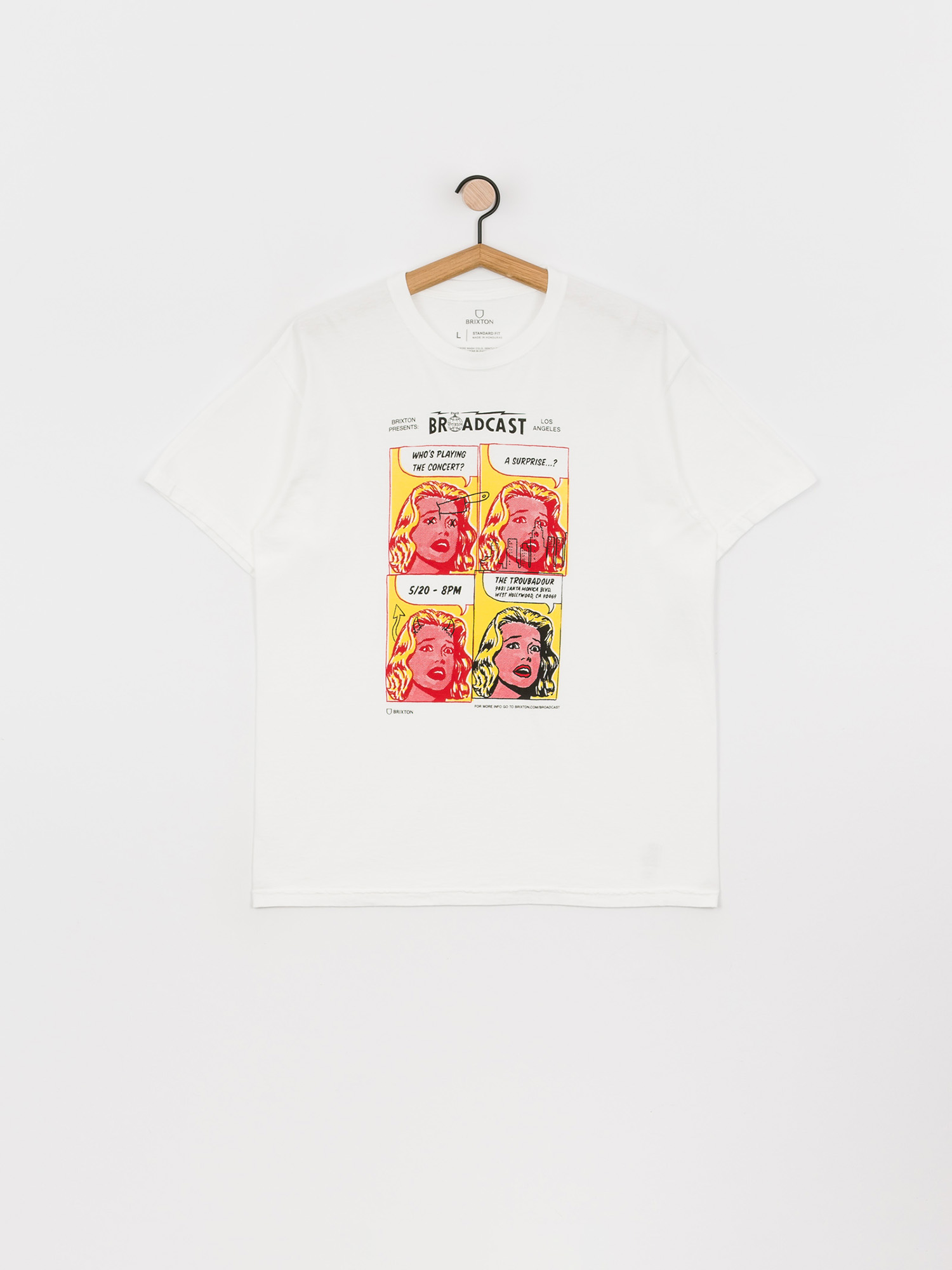 T-shirt Brixton La Brxtn Broadcast Stt (white garment dye)